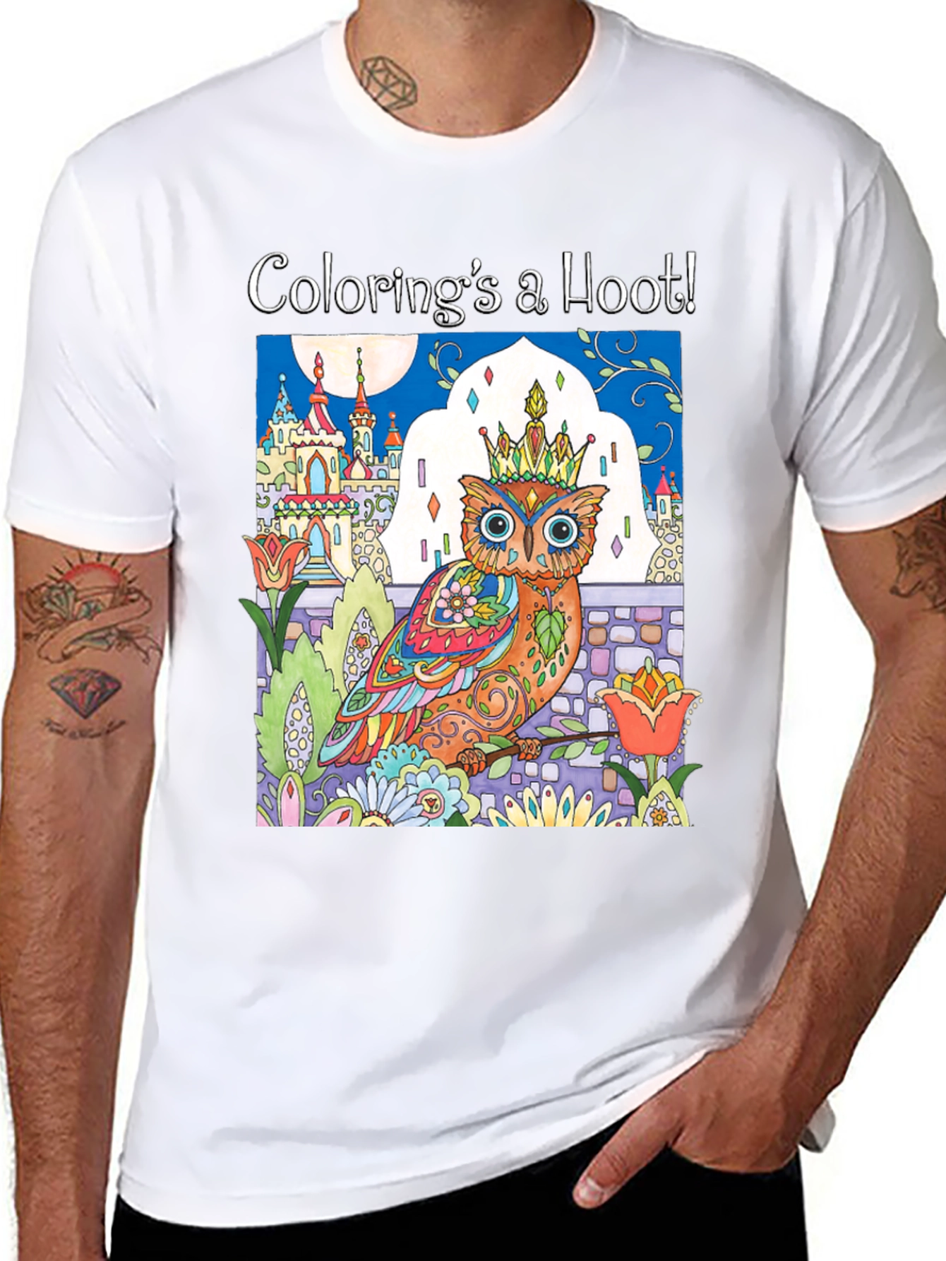 Black Coloring's a Hoot! Owl T-Shirt view 8