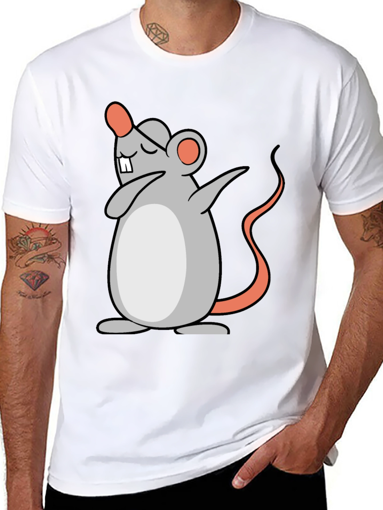 Black Dabbing Mouse Graphic Tee - Black Cotton T-Shirt view 8