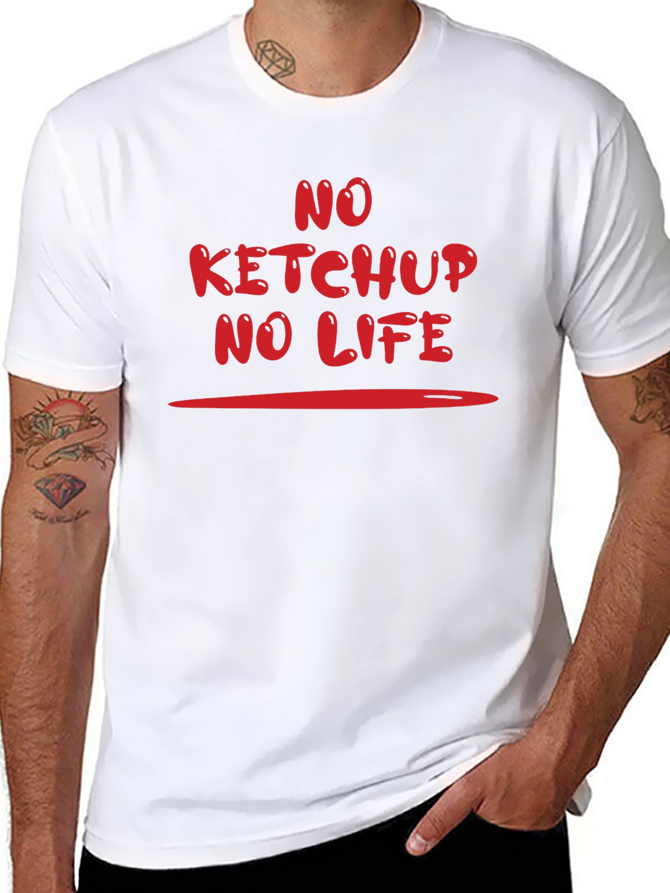Black No Ketchup No Life Graphic T-Shirt view 8