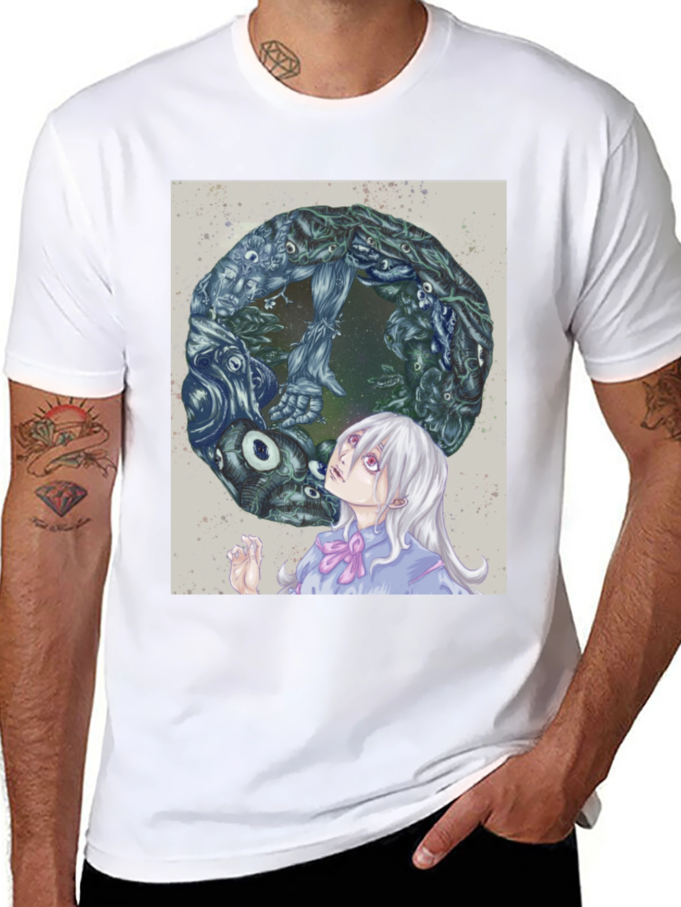 Black Anime Graphic Print Black T-Shirt view 8