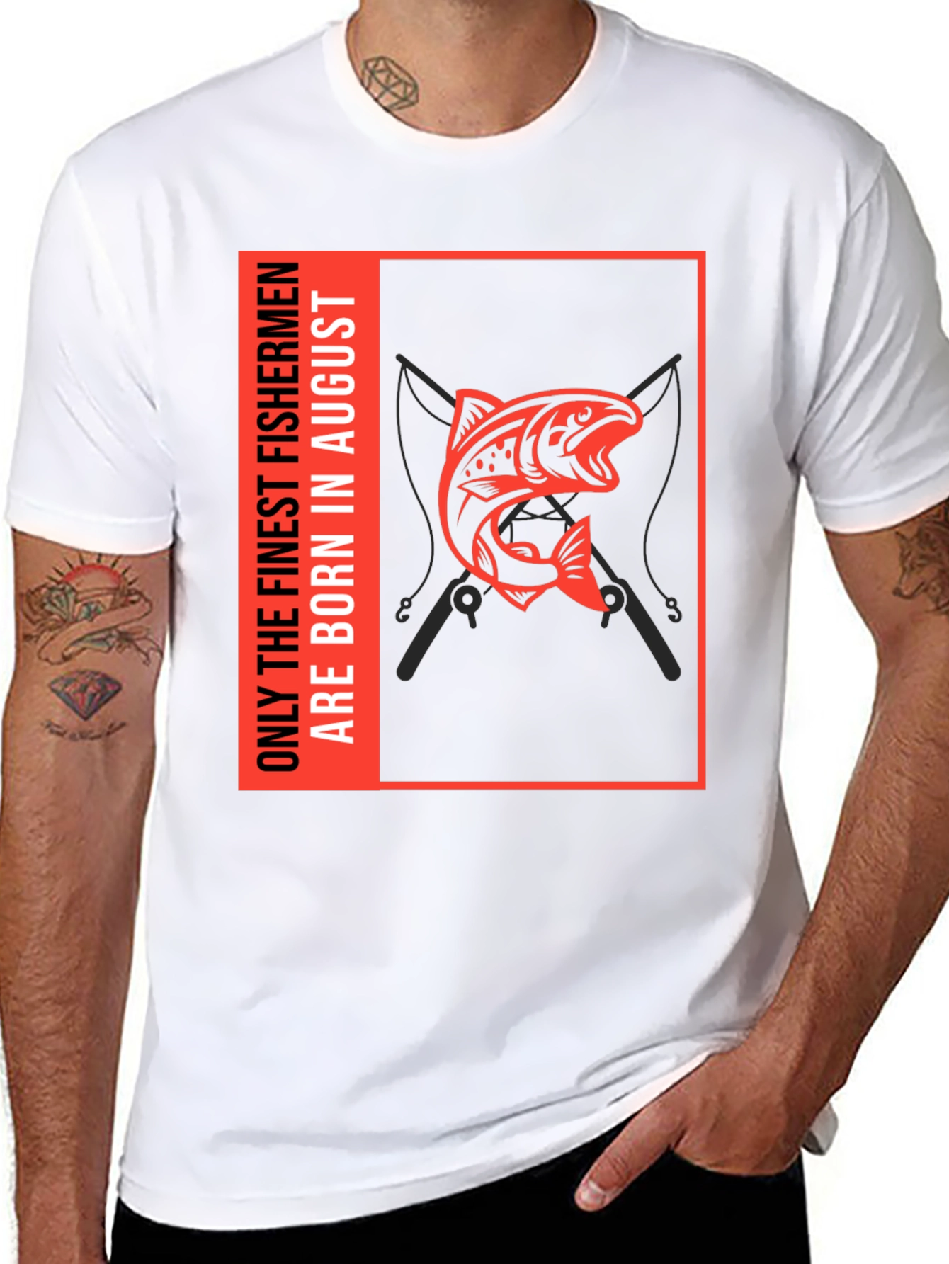 Black Finest Fishermen August Birthday T-Shirt view 8