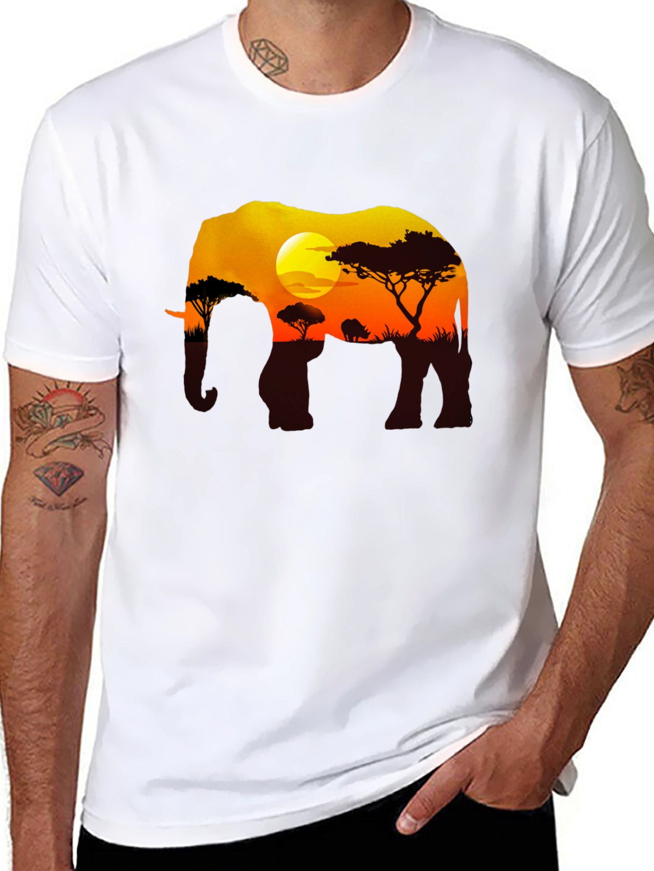 Black Elephant Sunset Graphic Tee - Black Safari Shirt view 8