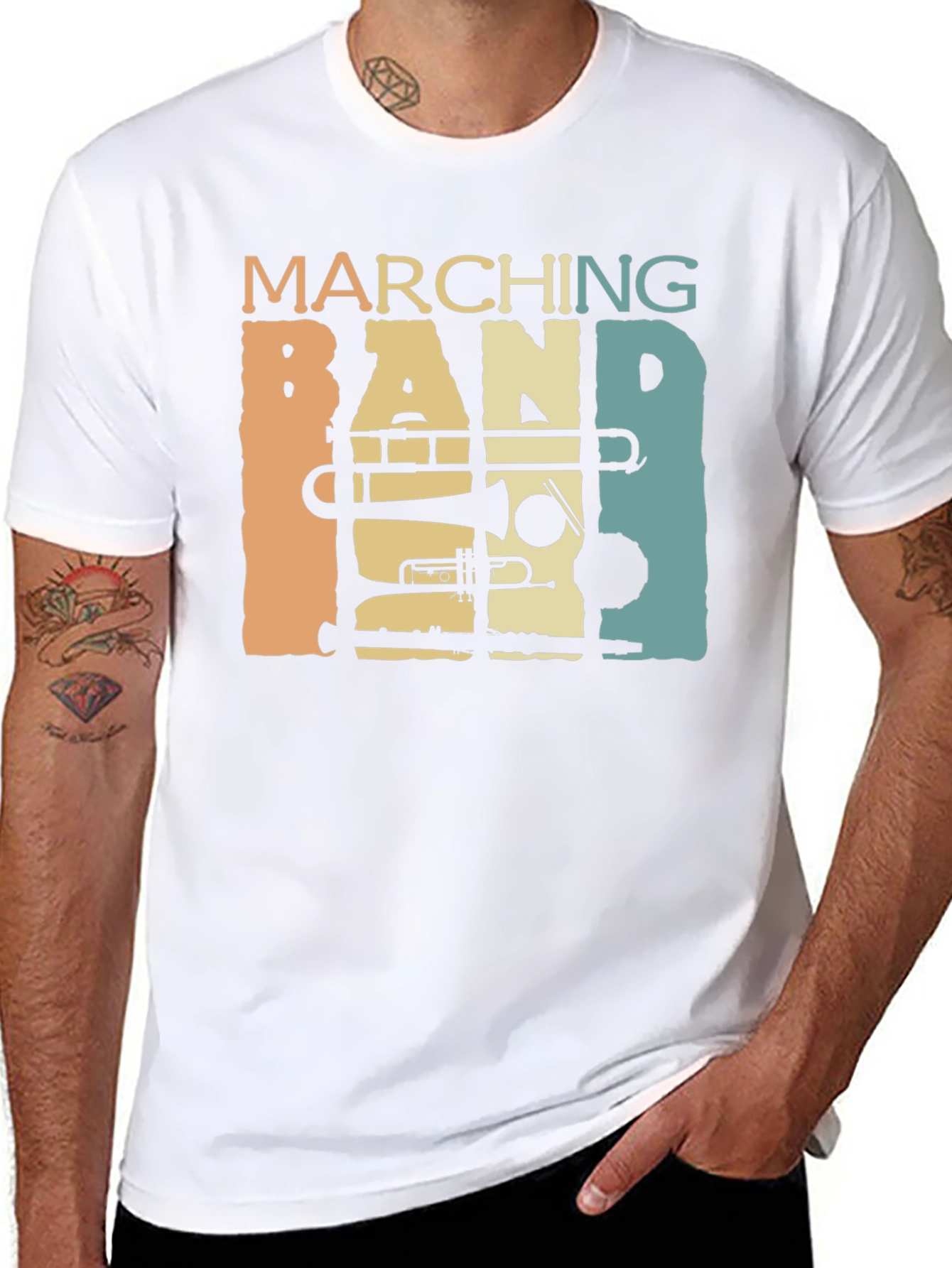 Black Marching Band Retro T-Shirt view 8