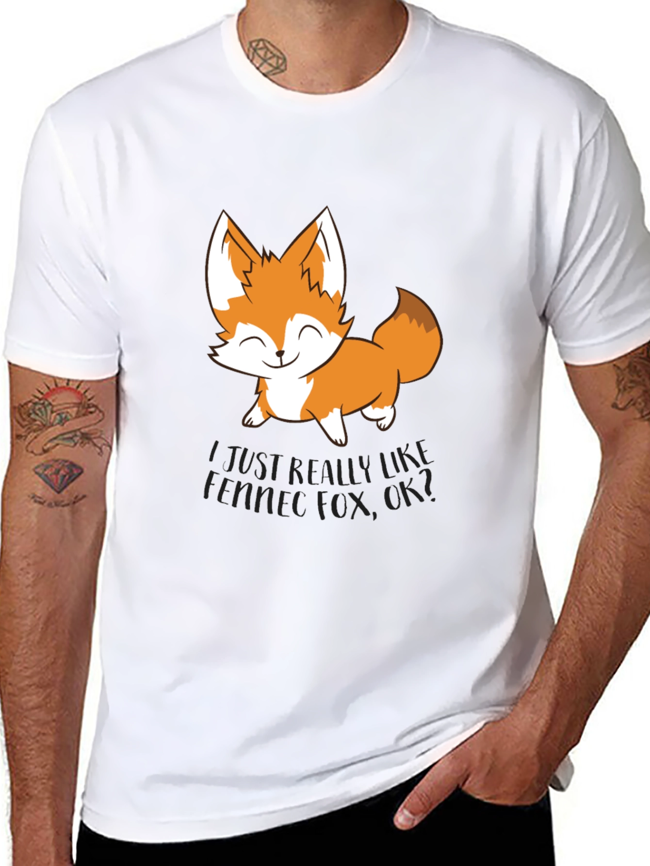 Black Cute Fox Graphic T-Shirt - Unisex Black Tee view 8