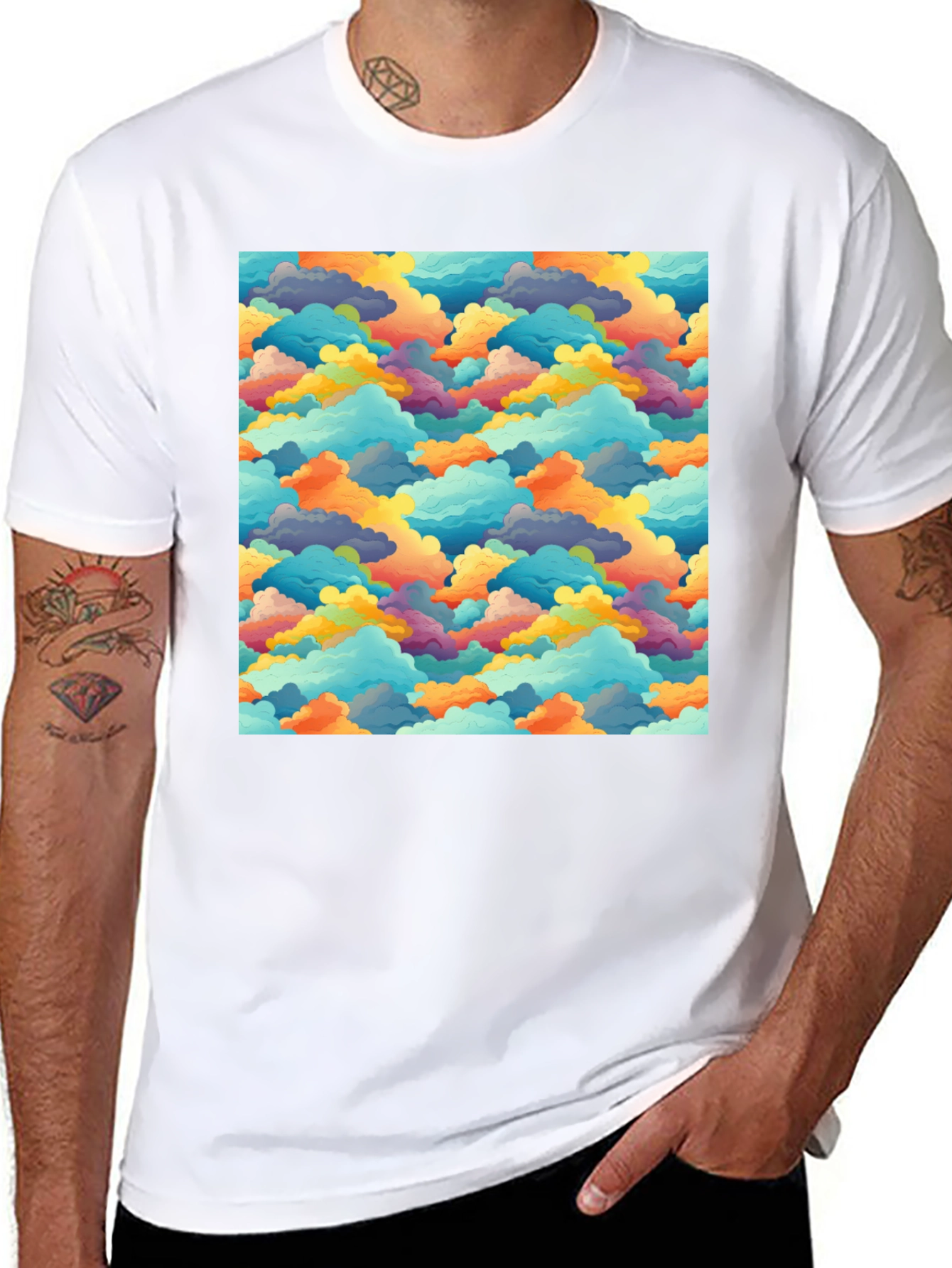 Black Cloudscape Pattern Tee view 8