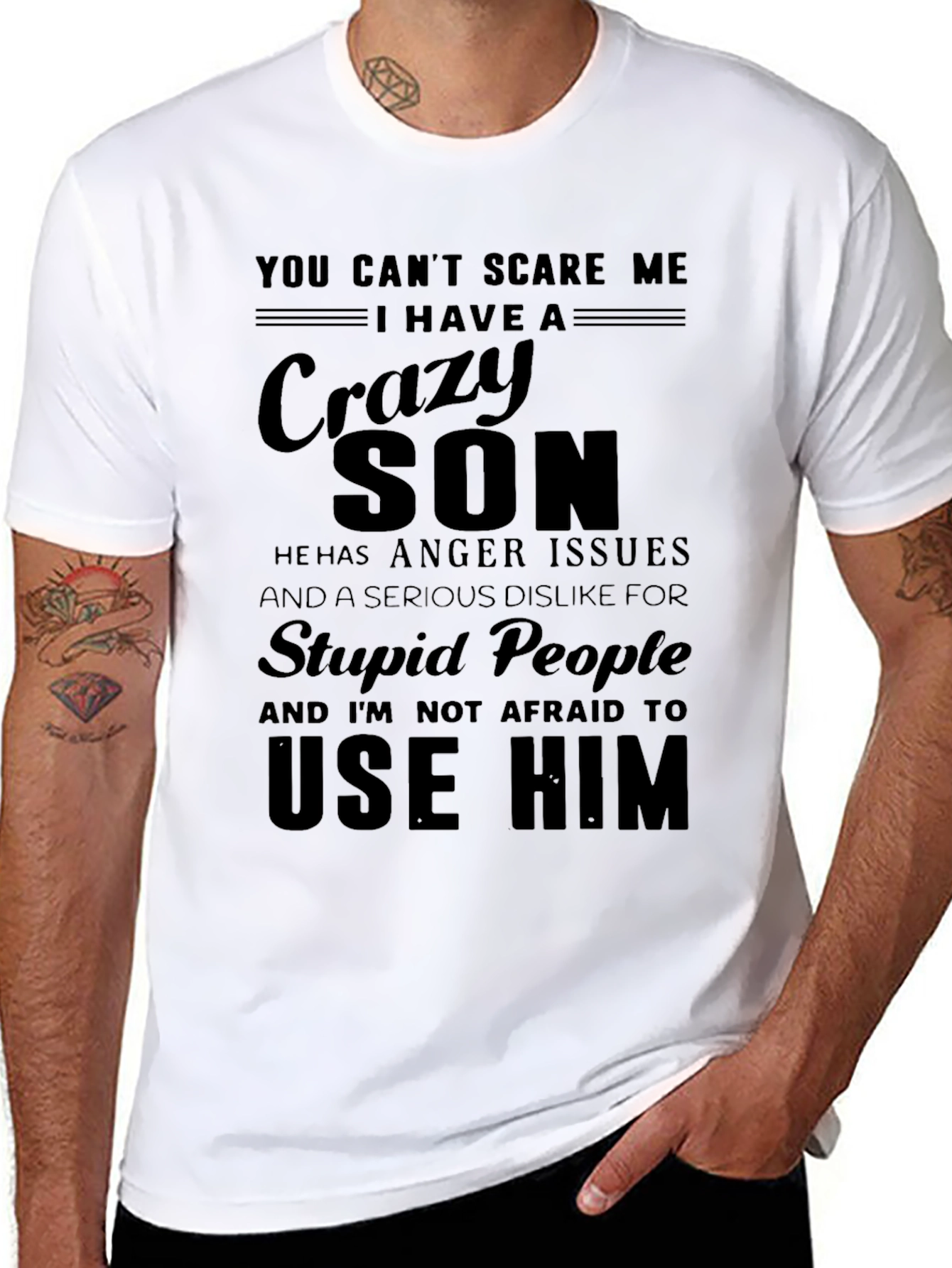 Black Crazy Son T-Shirt - Dad Gift, Anger Issues view 8