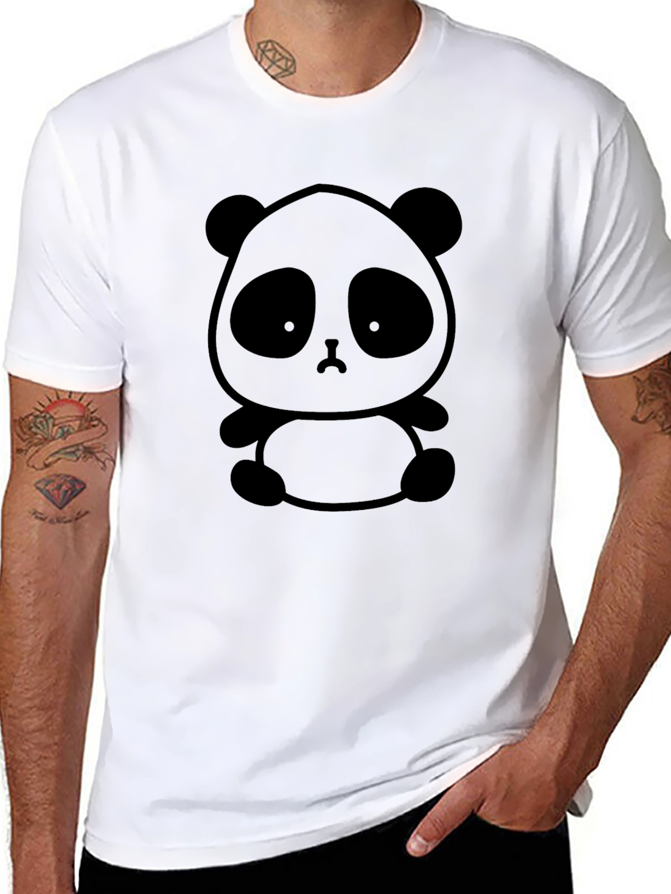 Black Panda Graphic Print Black T-Shirt view 8