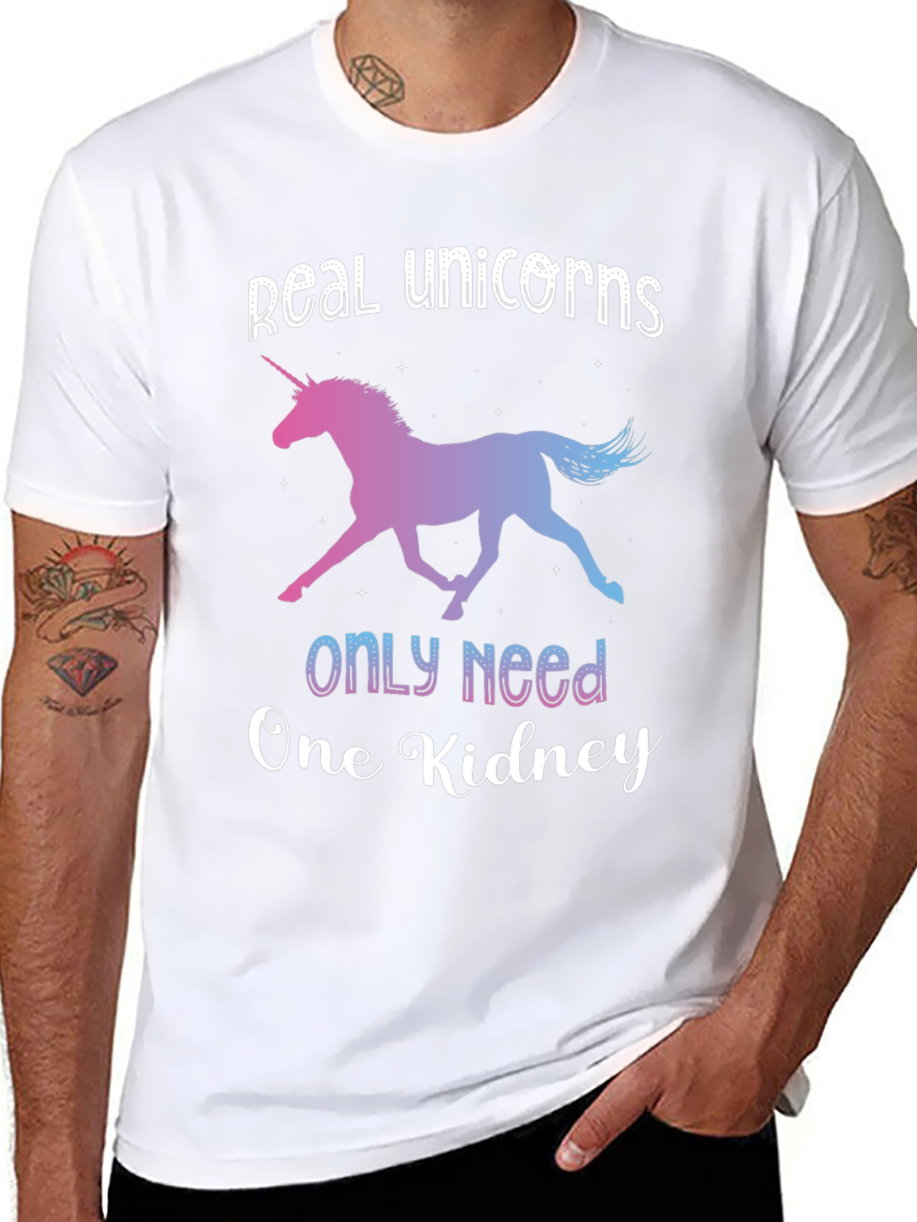 Black Real Unicorns One Kidney Novelty T-Shirt view 8