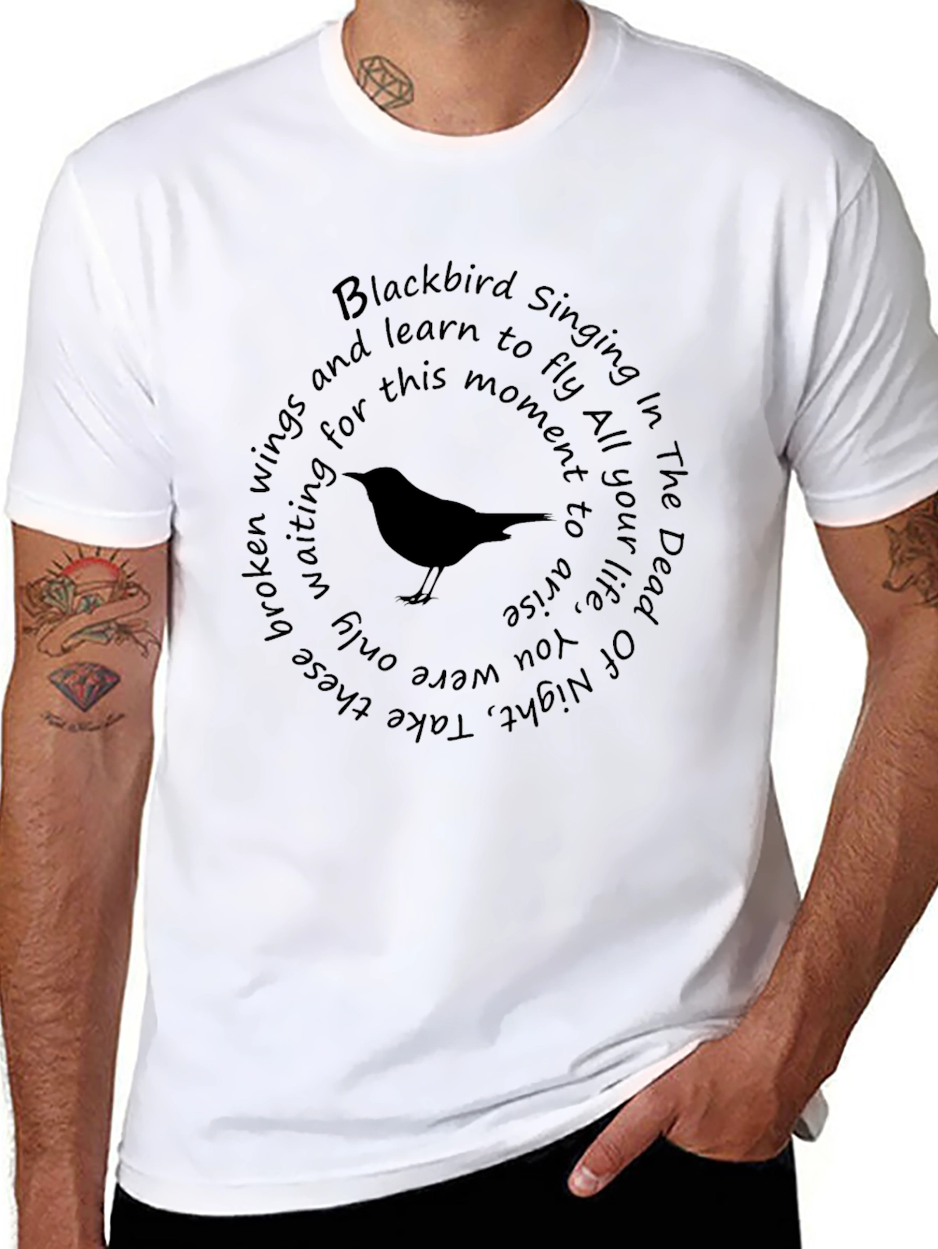 Black Blackbird Song Lyrics Graphic Tee view 8