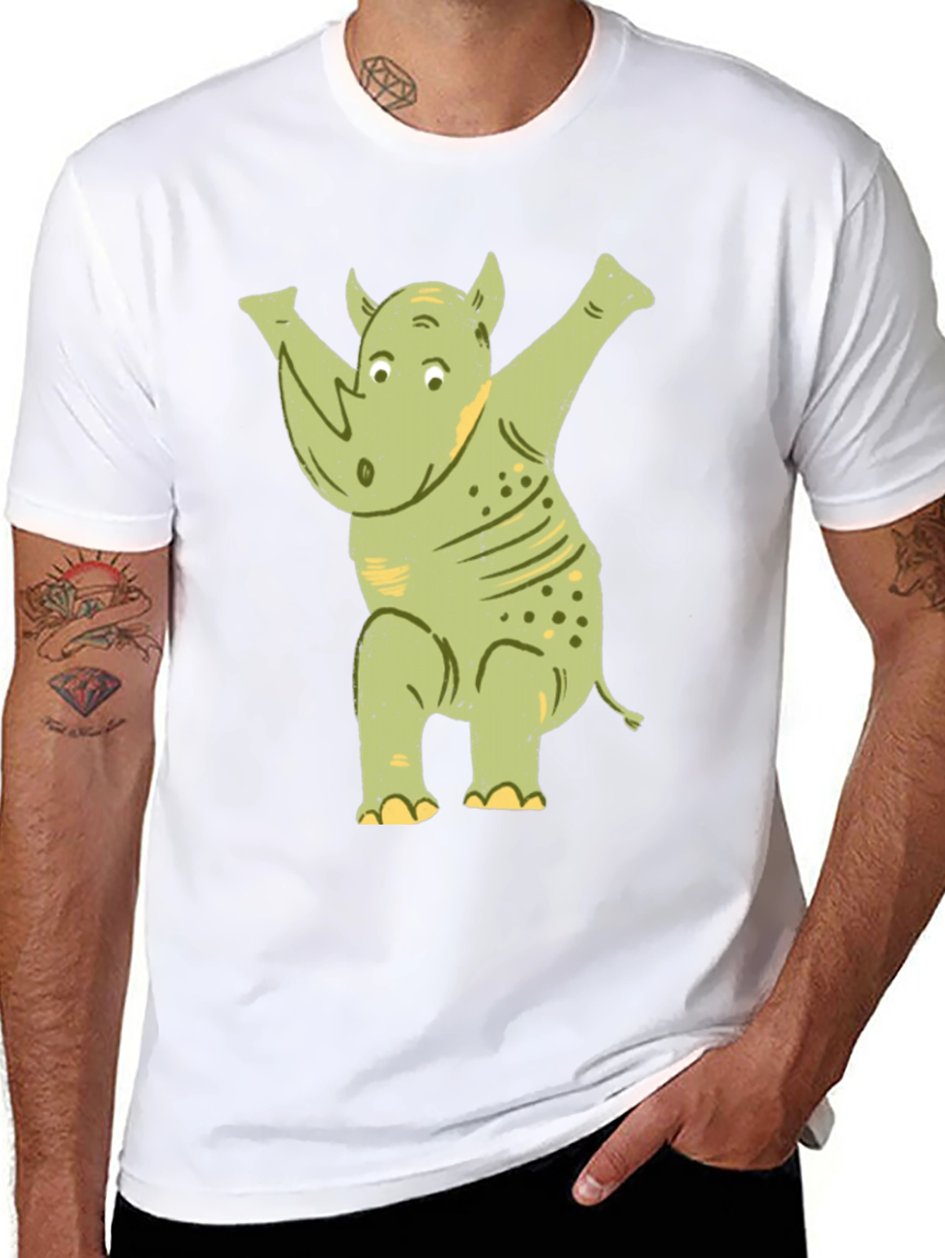 Black Funny Rhino Dab T-Shirt view 8