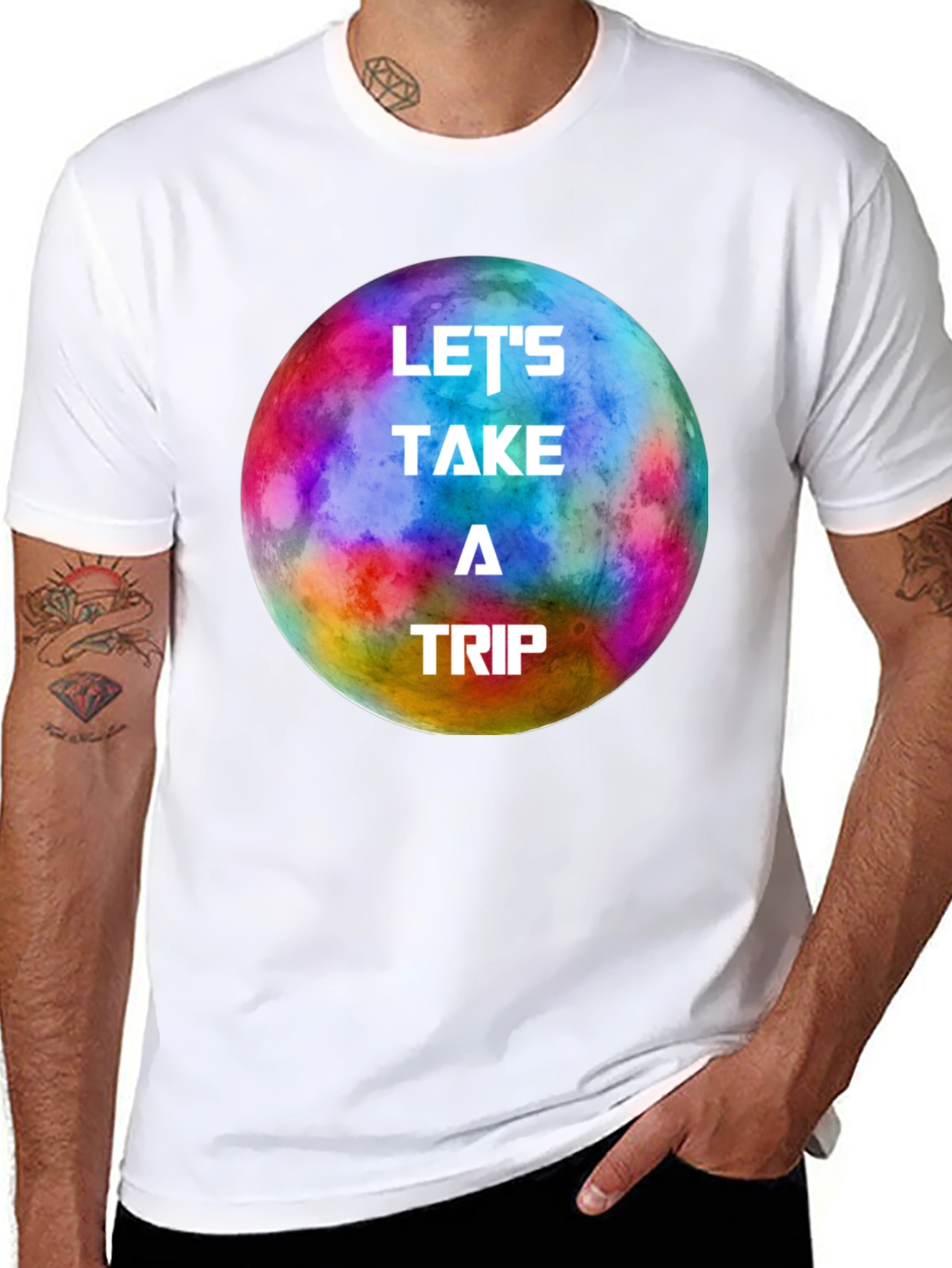 Black Let's Take a Trip Graphic Tee - Colorful Space Adventure view 8