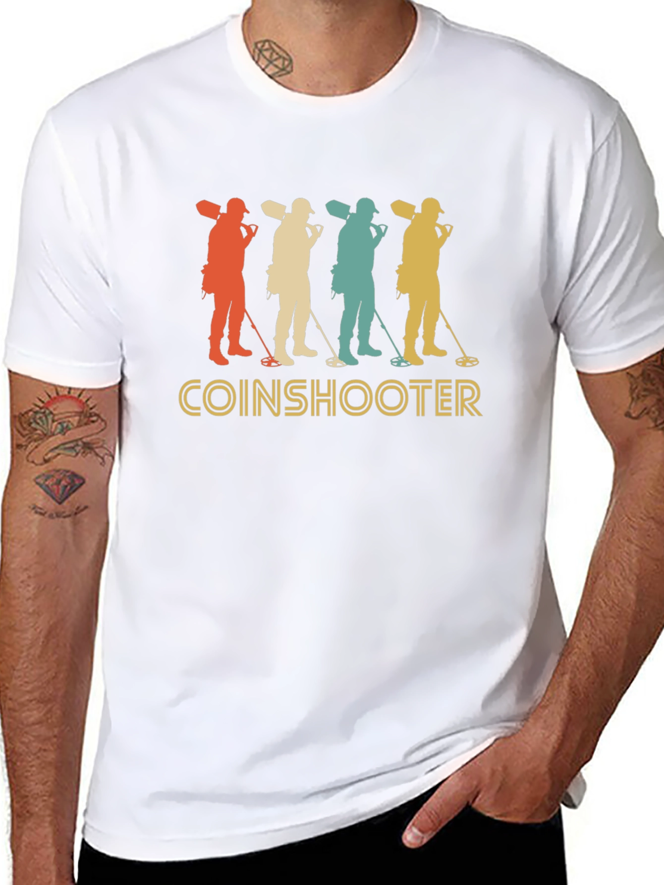 Black Coinshooter Retro T-Shirt - Metal Detecting Tee view 8