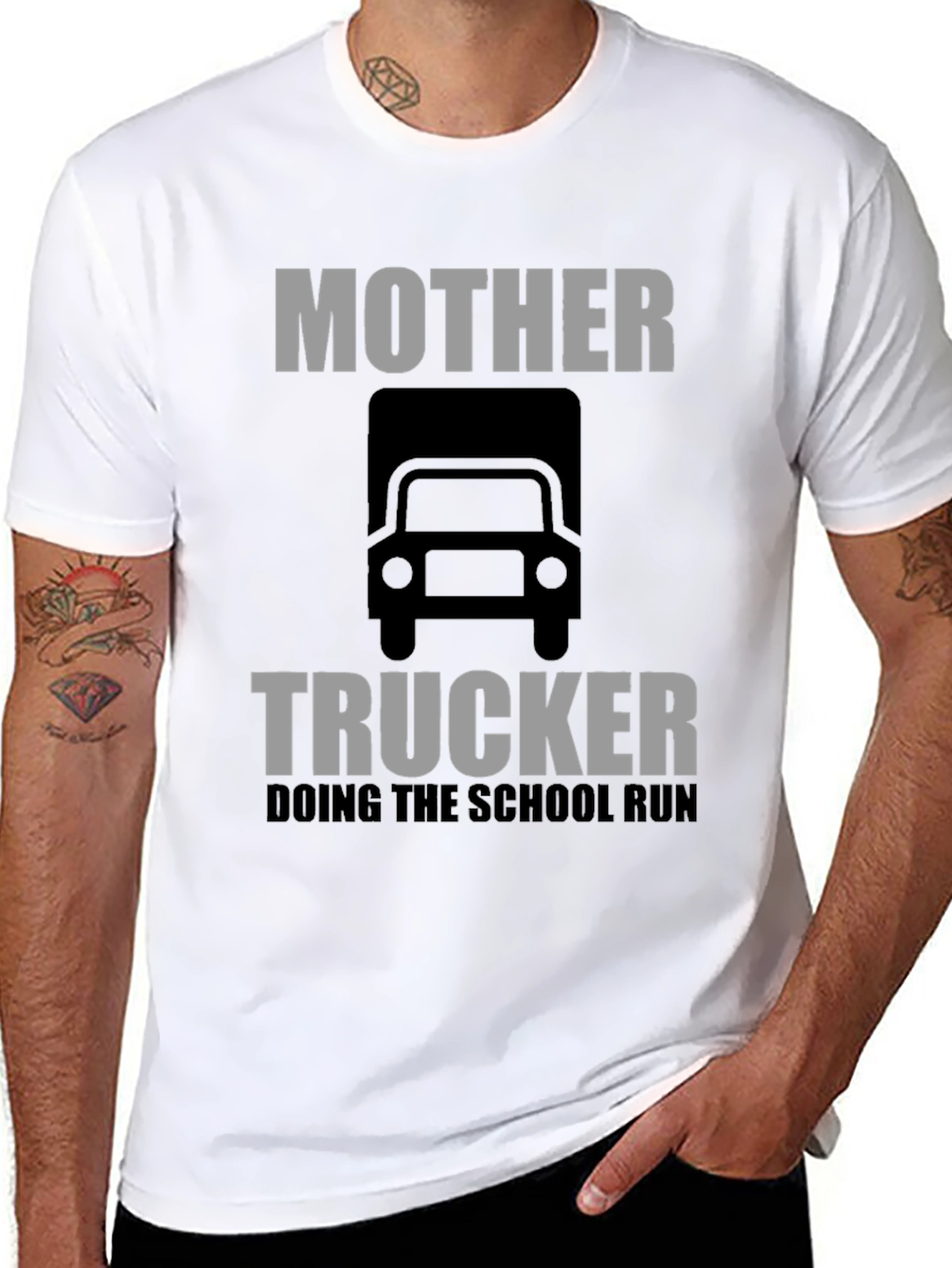 Black Mother Trucker T-Shirt: Doing the School Run Funny Tee view 8