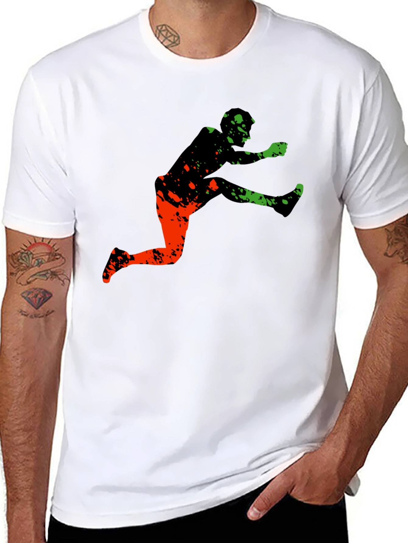 Black Athletic Graphic Tee - Leap Over Obstacles in Style view 8