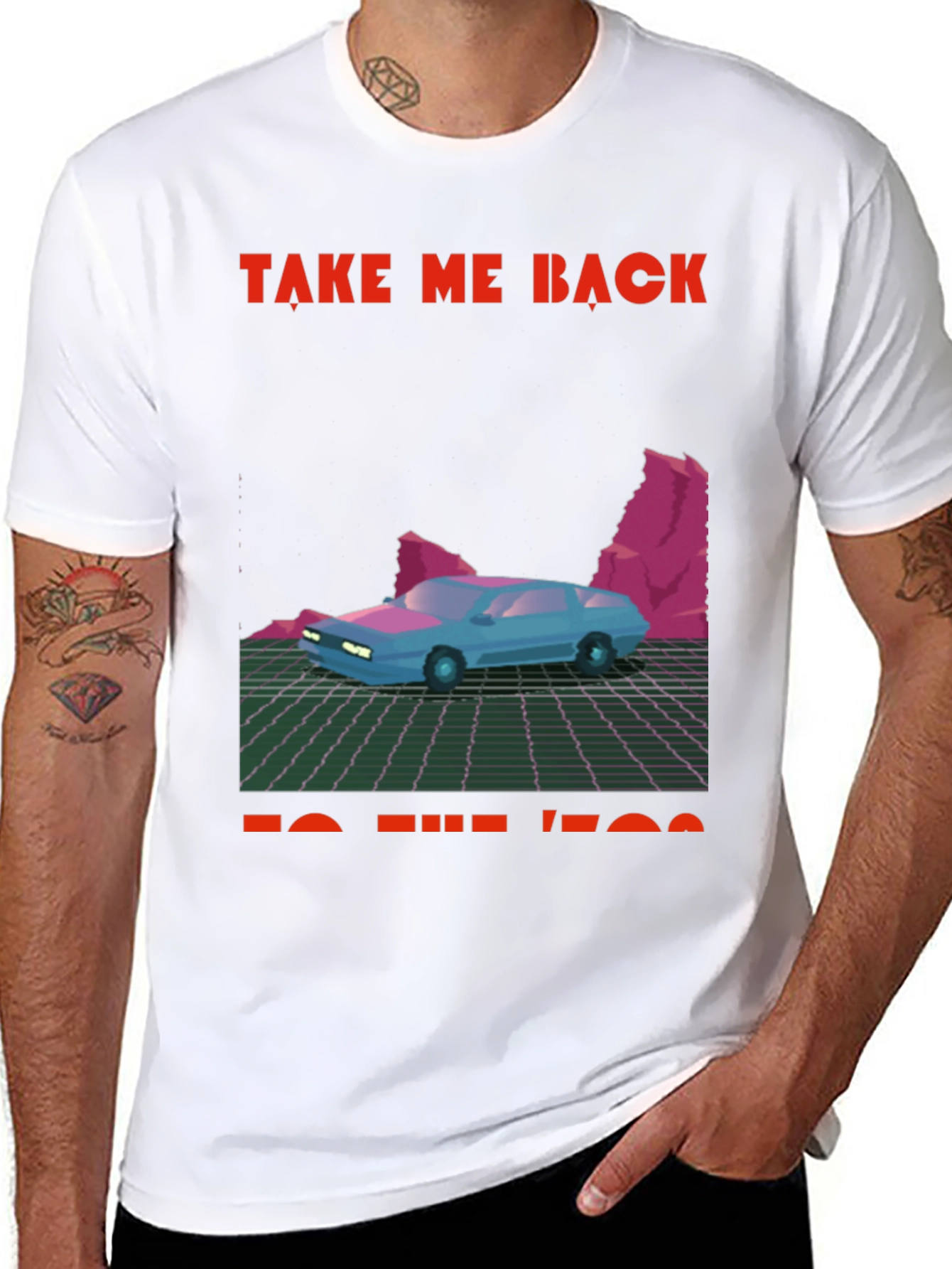 Black Retro 80s Car Graphic Tee view 8