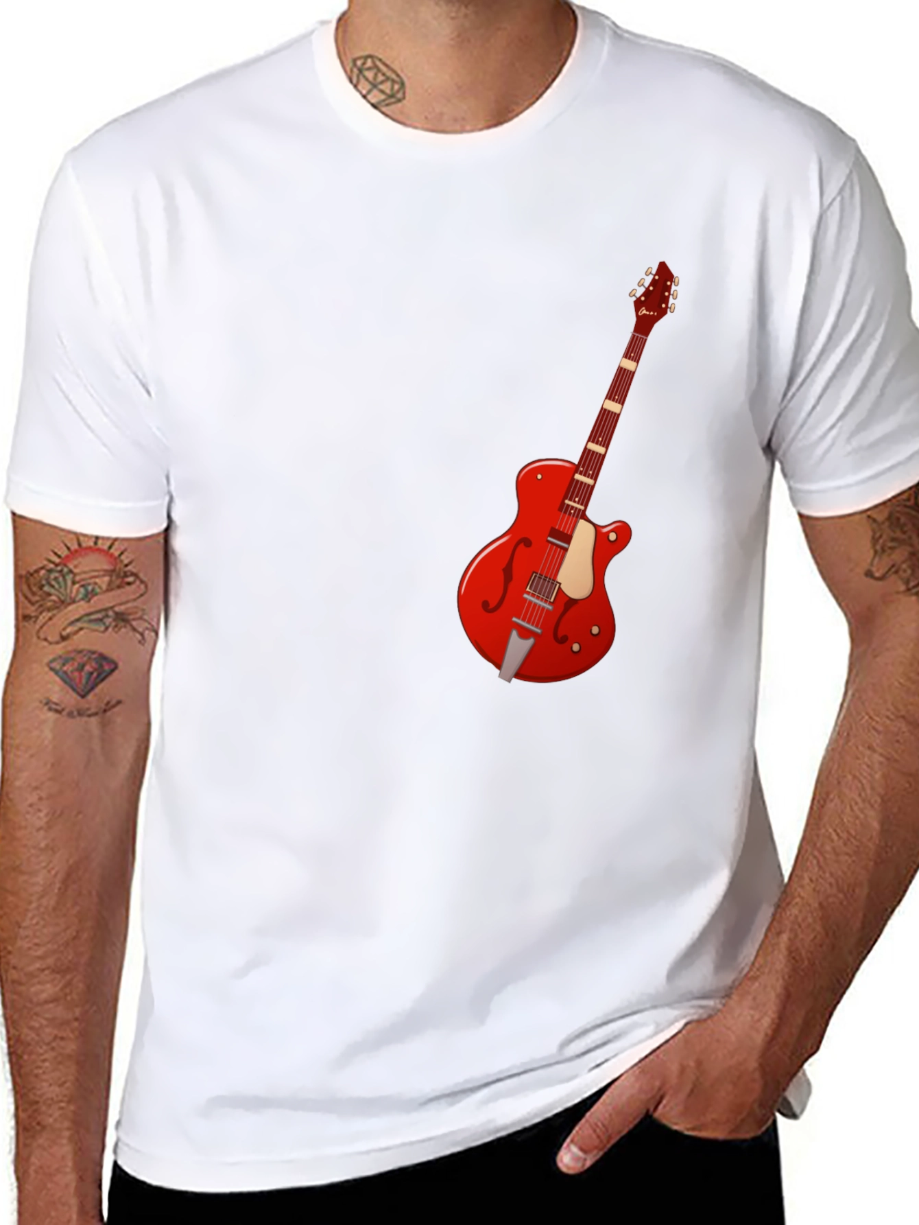 Black Guitar T-Shirt - Music Lover Tee view 8