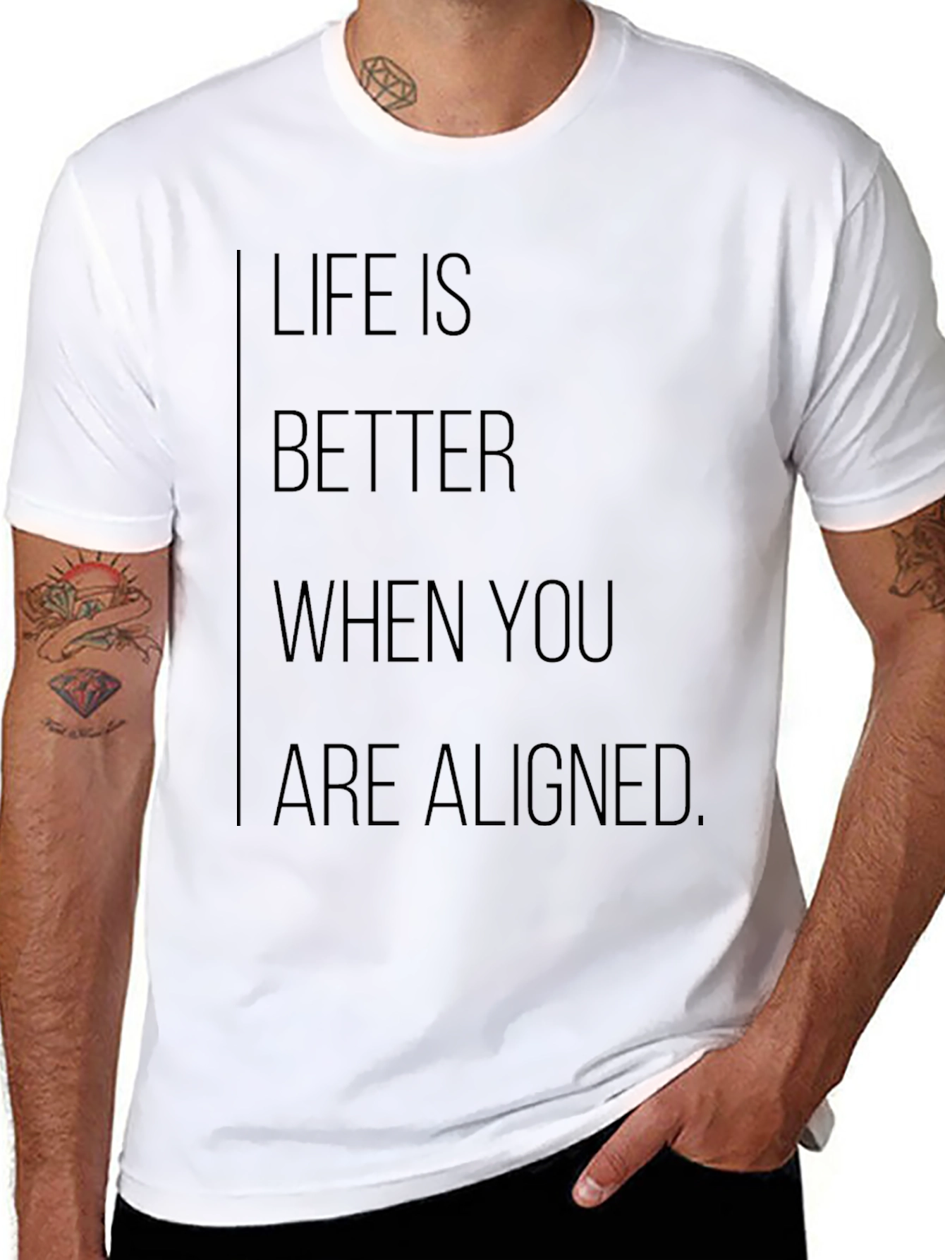Black Aligned Life Graphic Tee - Black Cotton Blend view 8