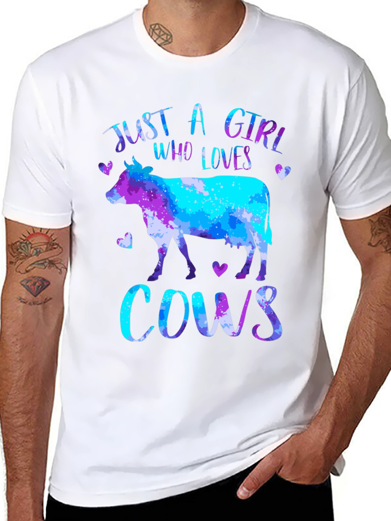Black Just a Girl Who Loves Cows T-Shirt view 8