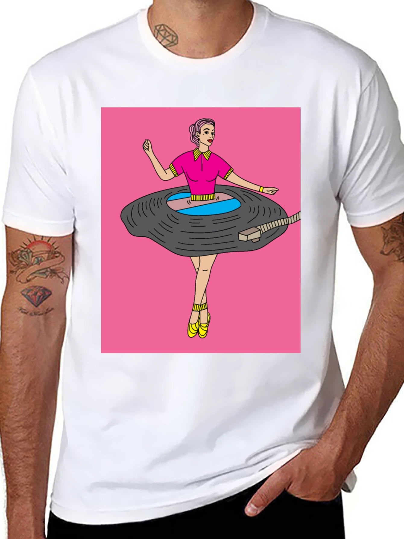 Black Funky Graphic Tee - Vinyl Record Dancer view 8