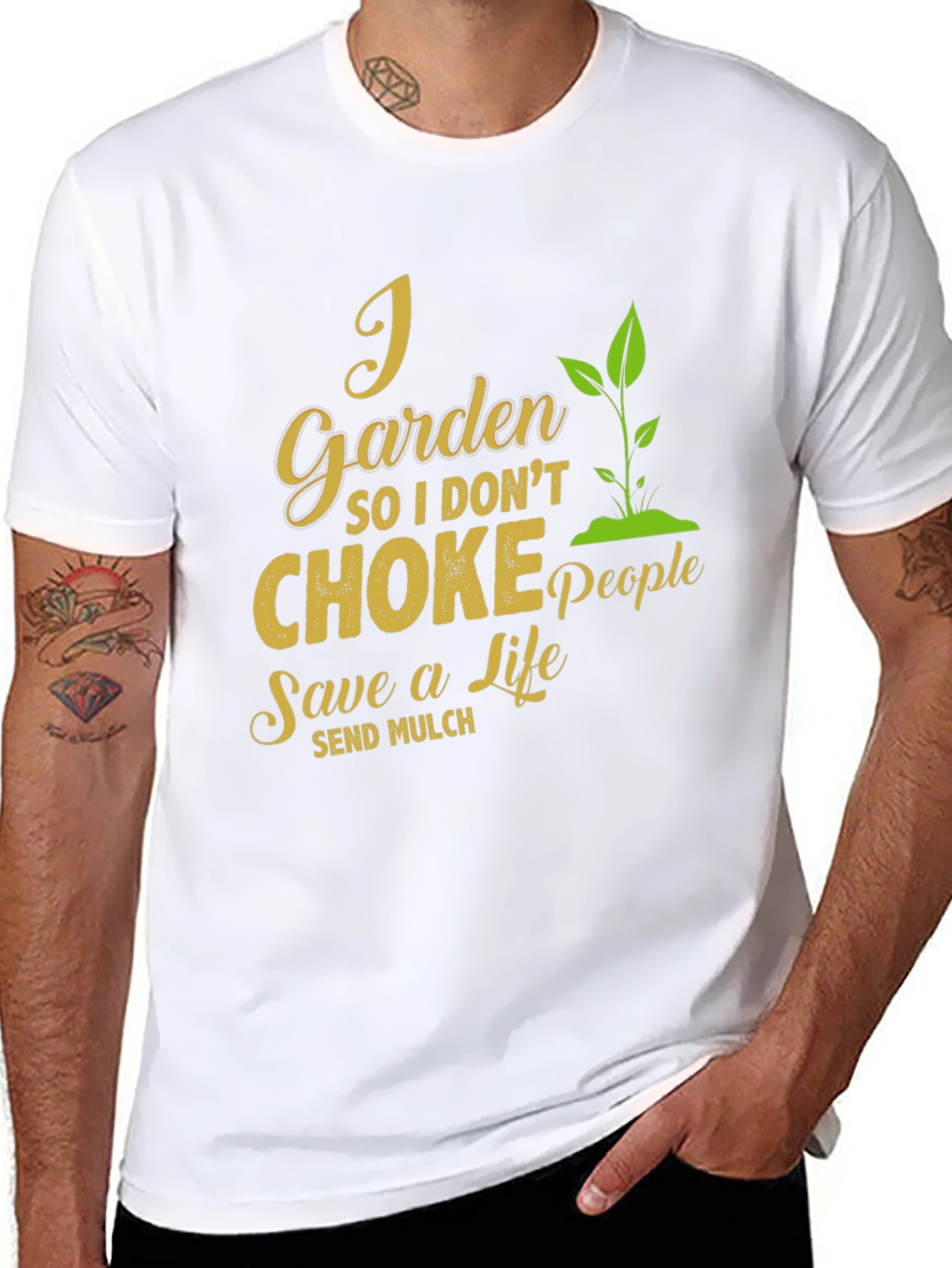 Black I Garden So I Don't Choke People T-Shirt view 8