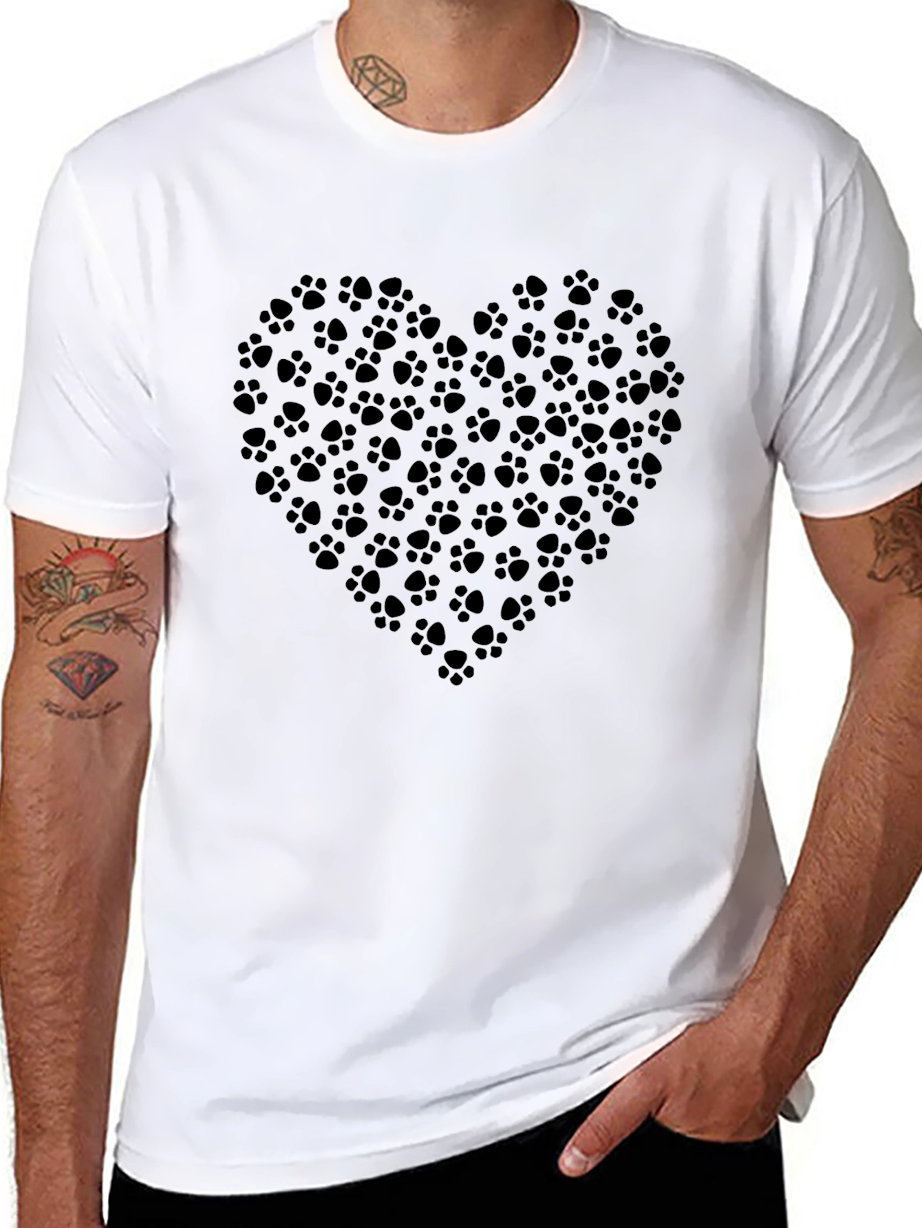 Black Paw Print Heart T-Shirt - Black view 8