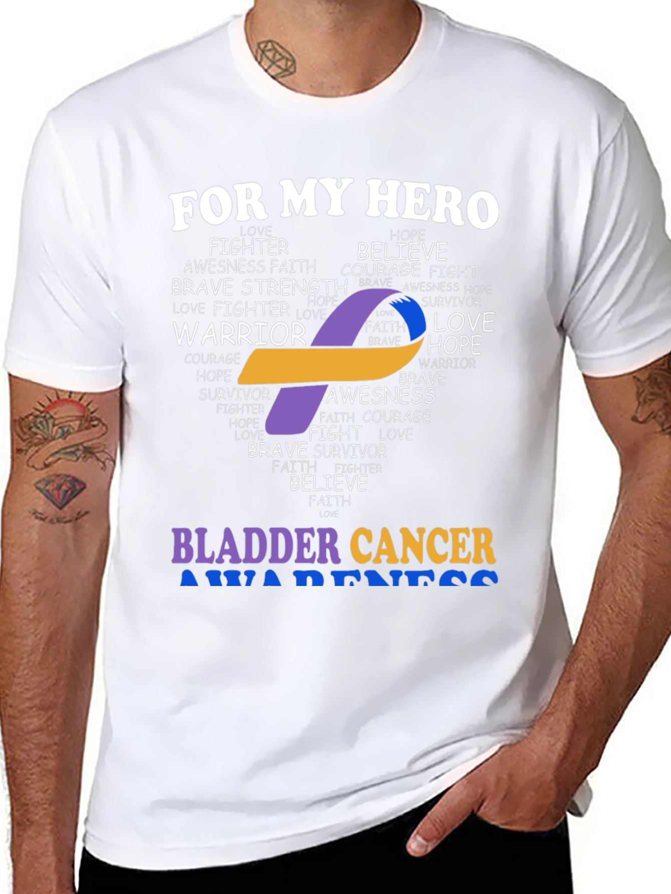 Bladder Cancer Awareness T-Shirt - For My Hero - 8