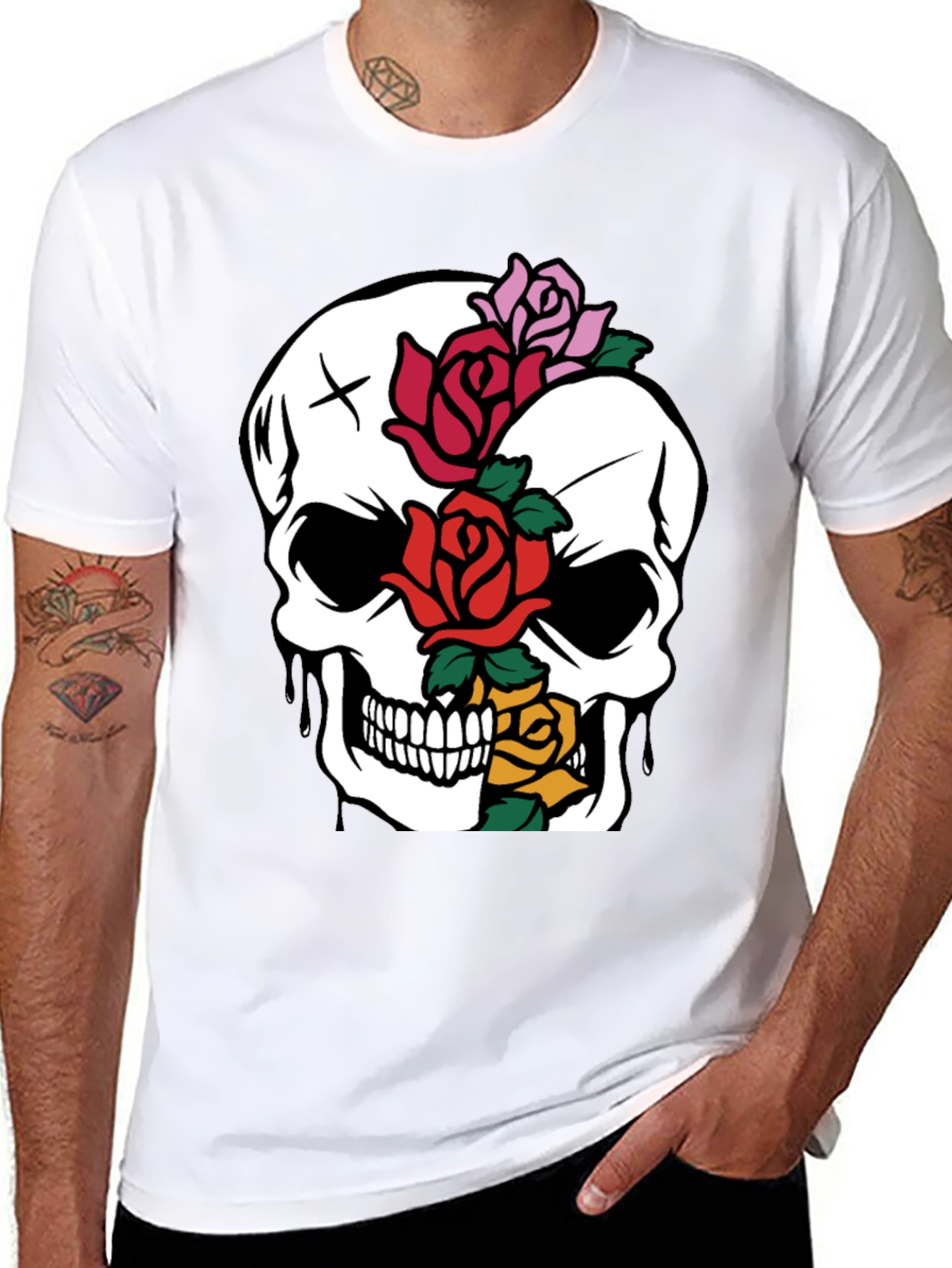 Black Skull & Roses Graphic Tee - Unique Style view 8
