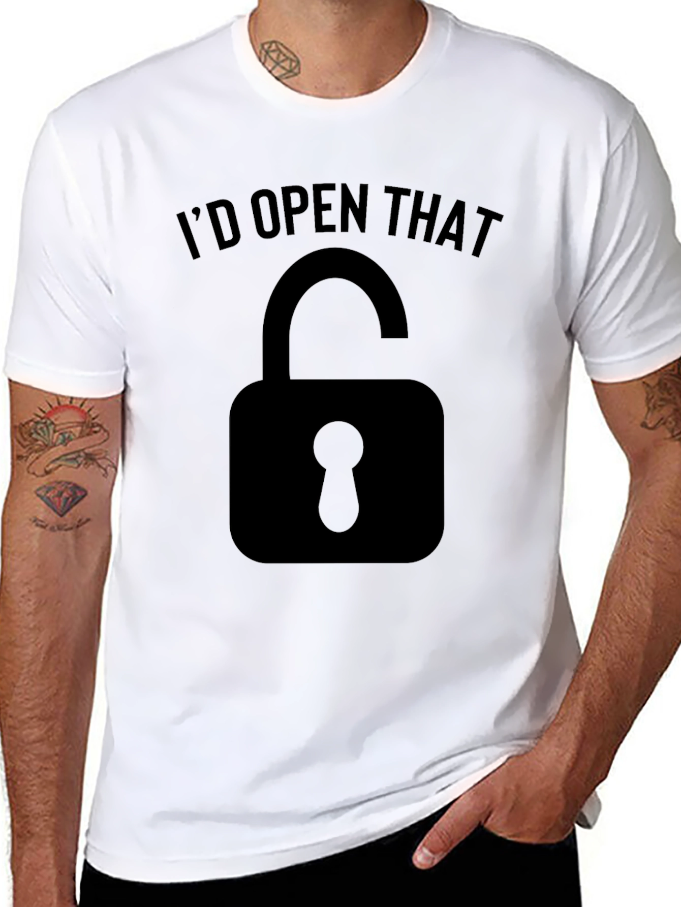 Black I'd Open That T-Shirt - Funny Lock Pick Tee view 8