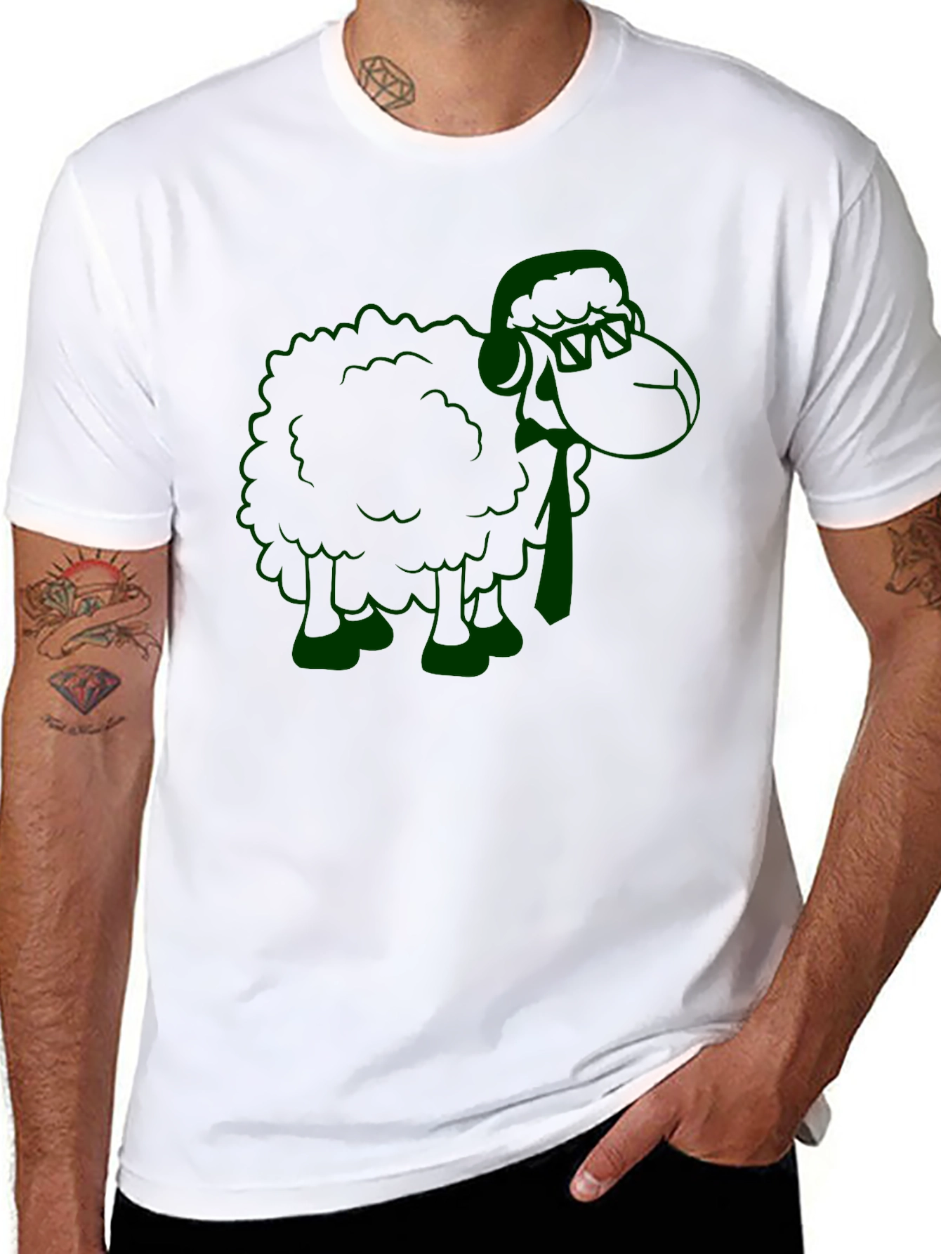 Black Green Sheep Graphic Black T-Shirt view 8