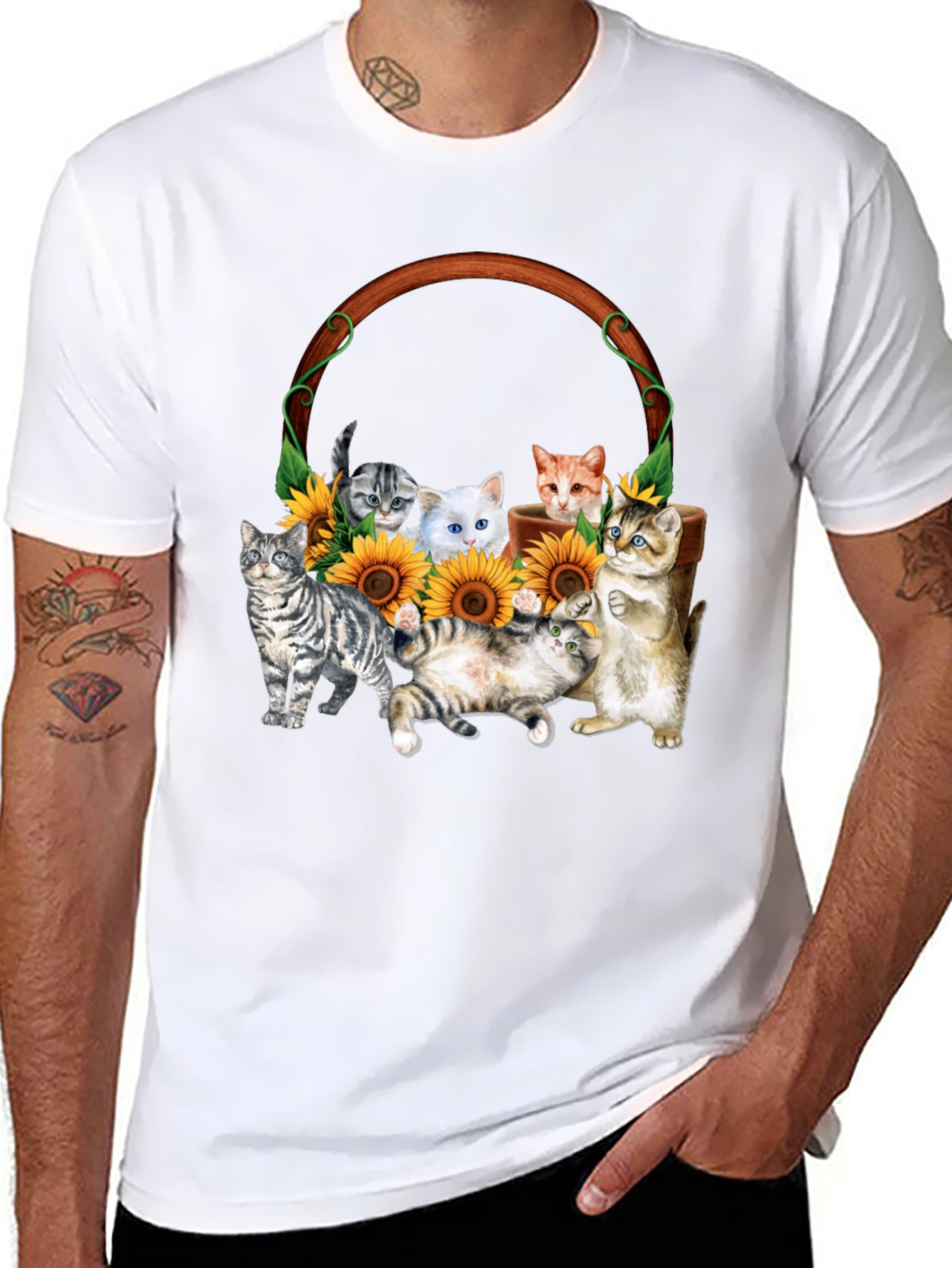 Black Cats and Sunflowers Graphic Tee view 8