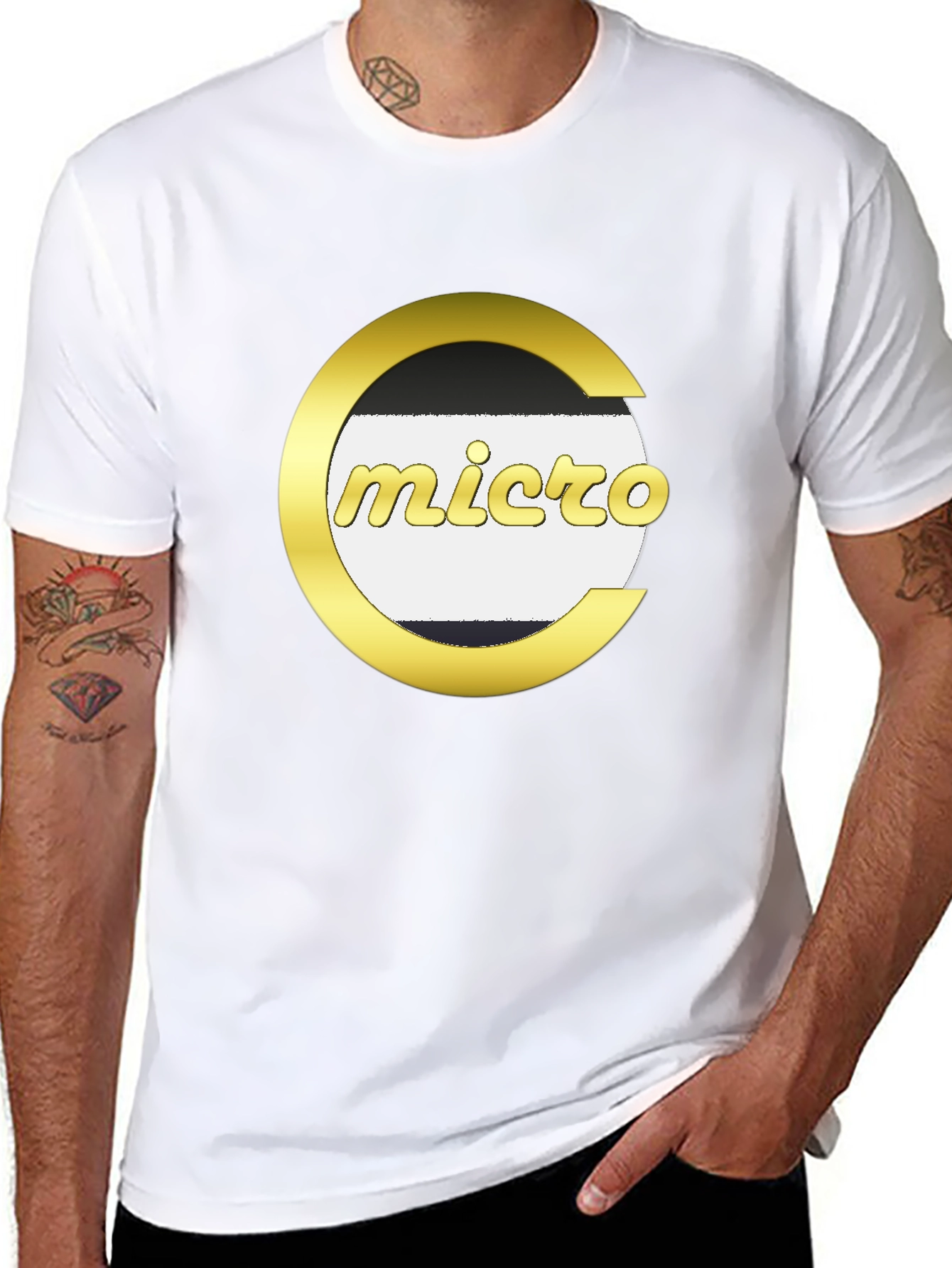 Black Micro Graphic Tee - Black Cotton Blend view 8