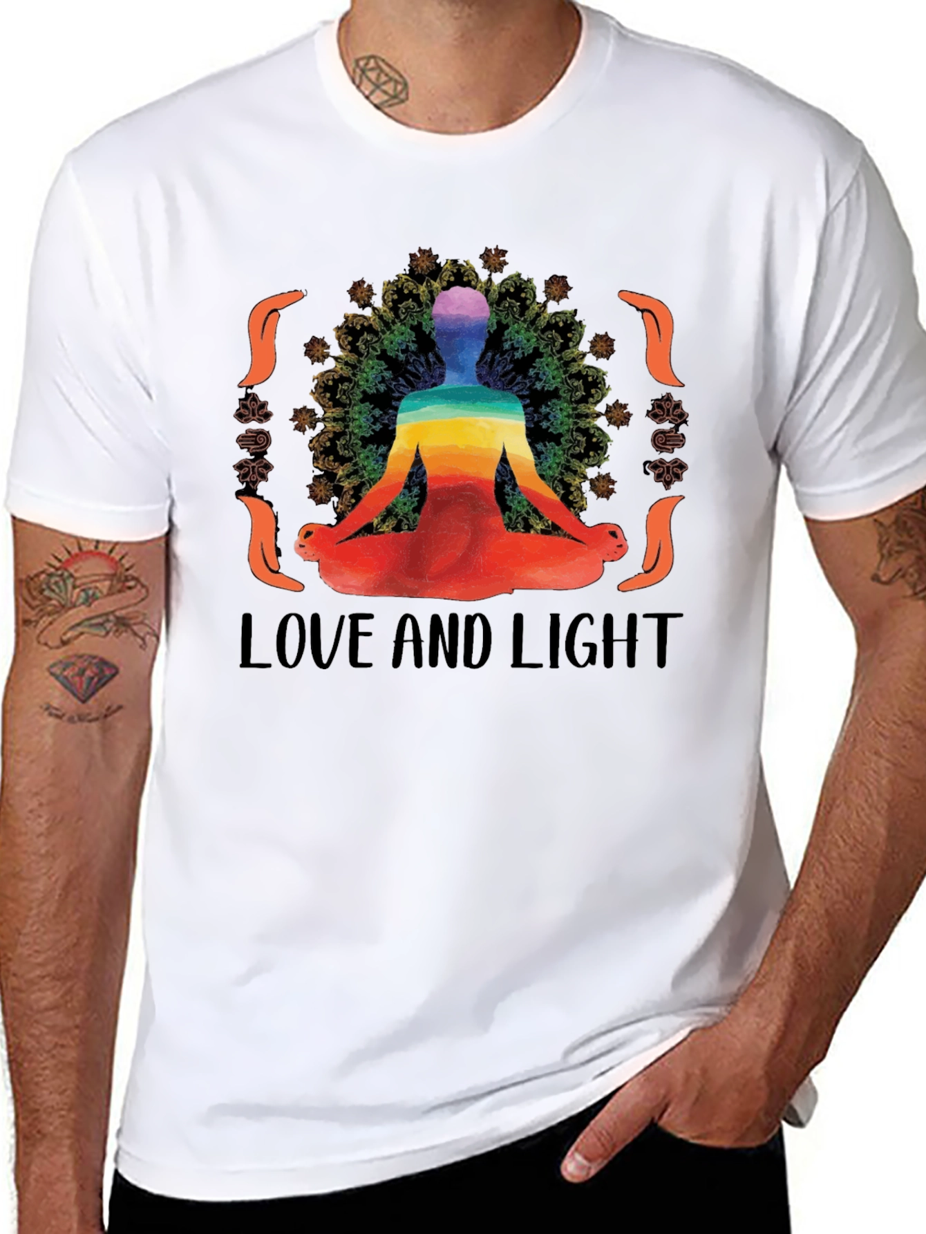 Black Yoga Love and Light Graphic Tee - Black Cotton Blend view 8
