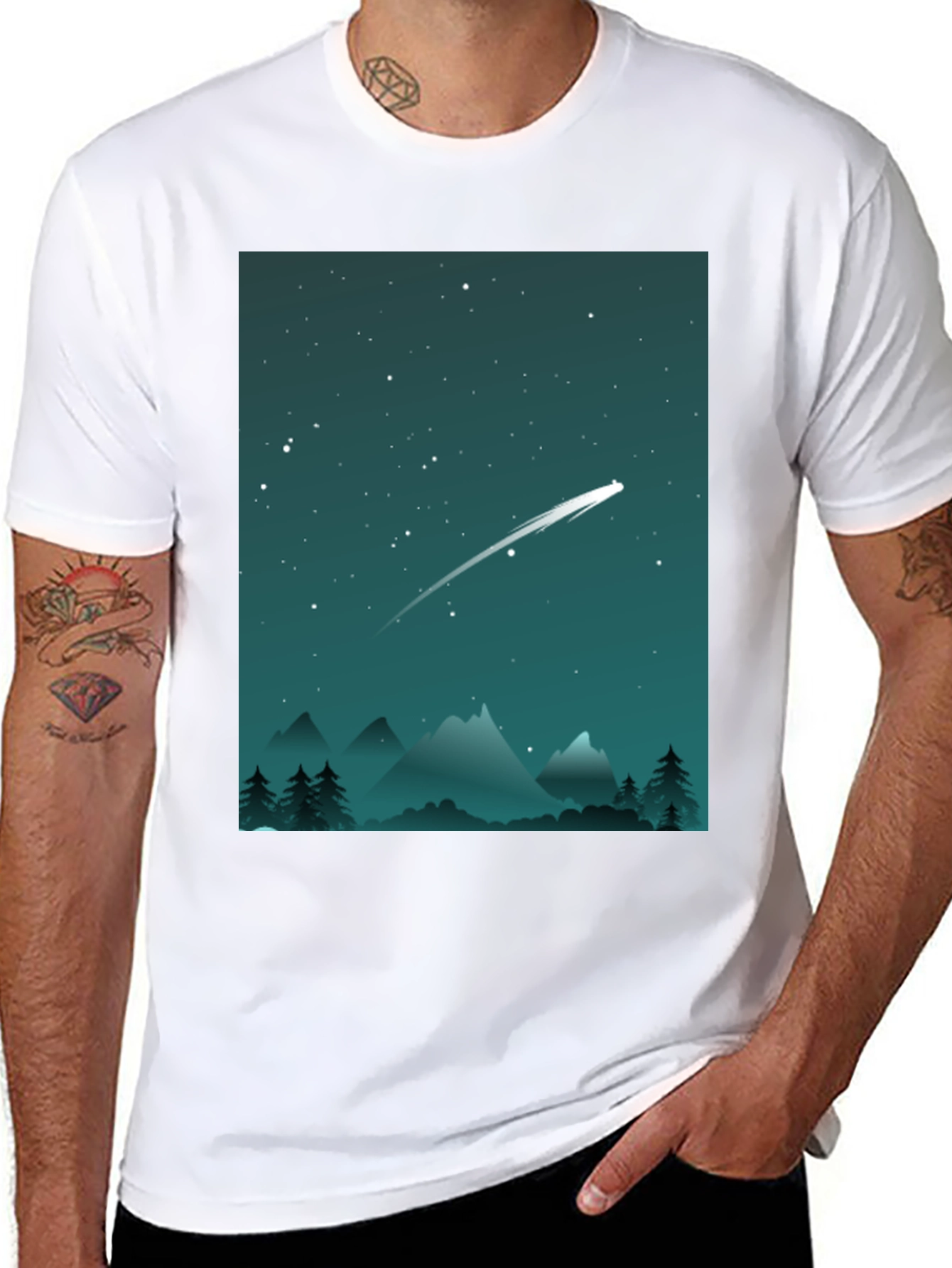 Black Starry Night T-Shirt - Celestial Adventure view 8