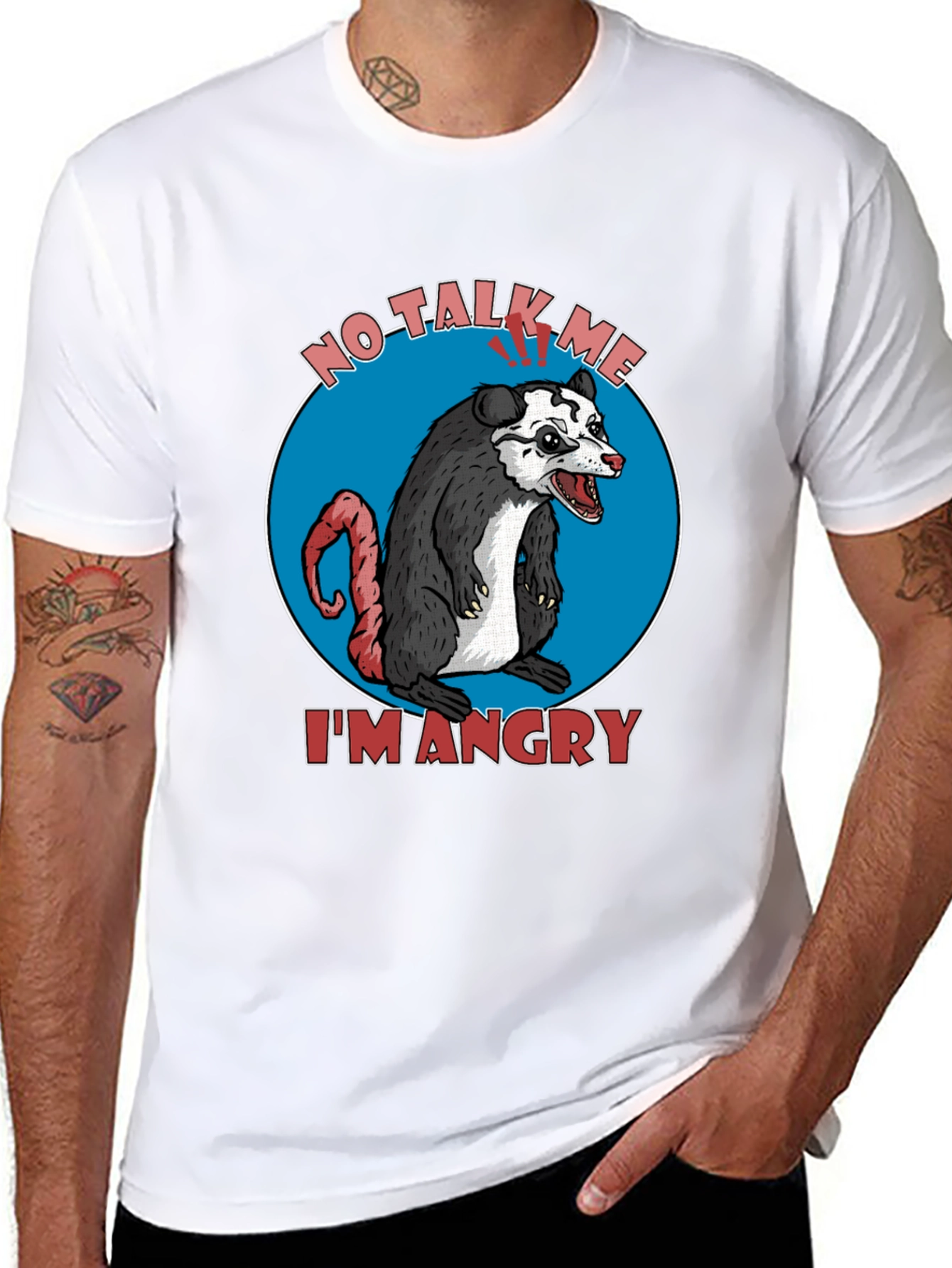 Black Angry Opossum Graphic Tee - No Talk Me I'm Angry! view 8