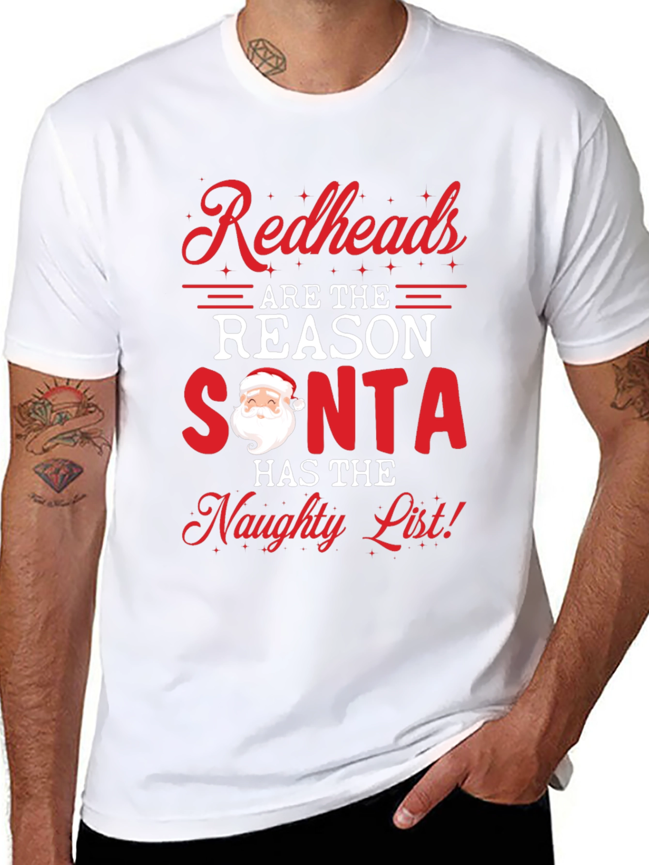 Black Redheads Reason for Santa's Naughty List Black Tee view 8