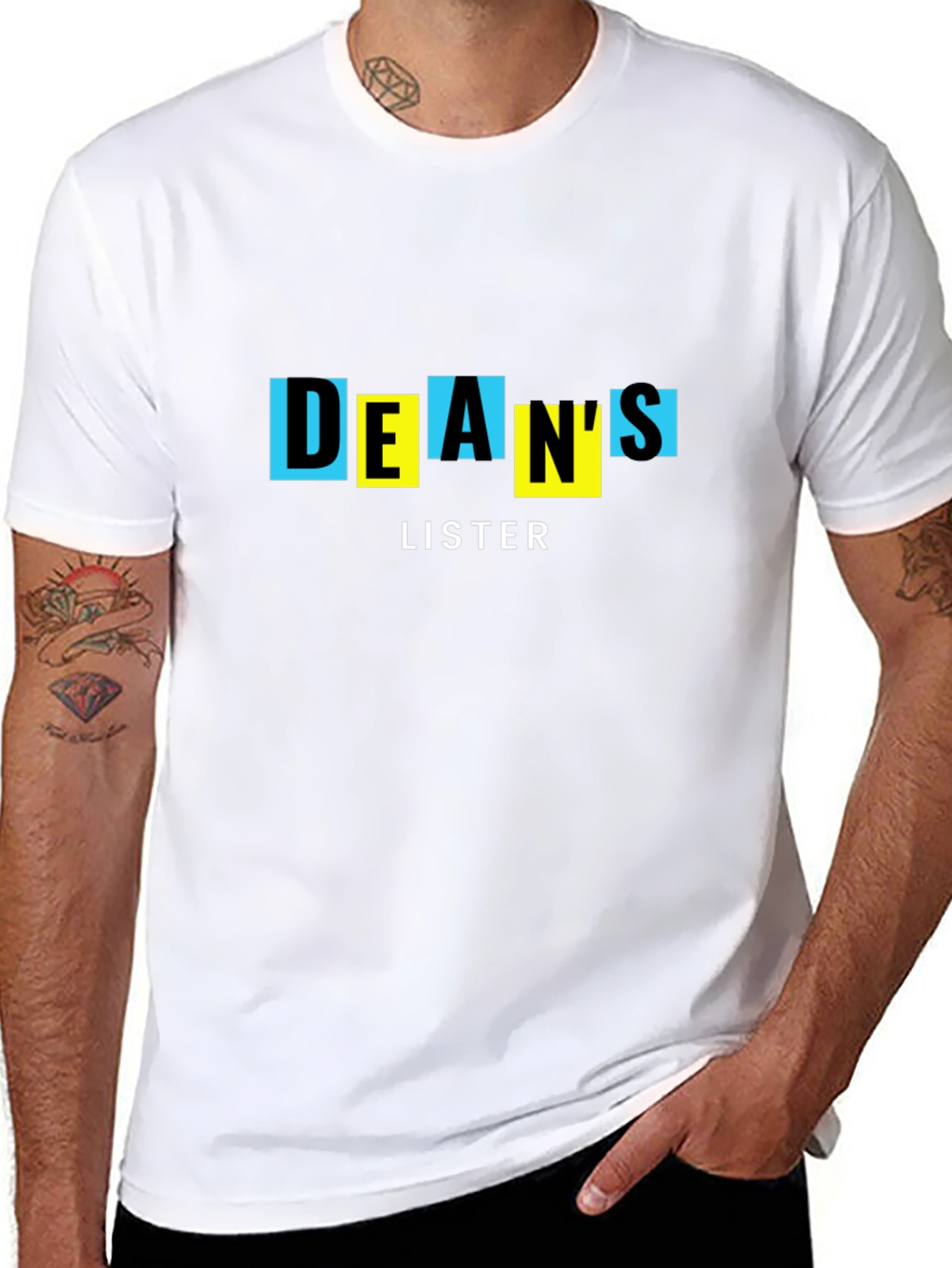 Black DEAN'S LISTER Graphic Tee - Cool Novelty T-Shirt view 8