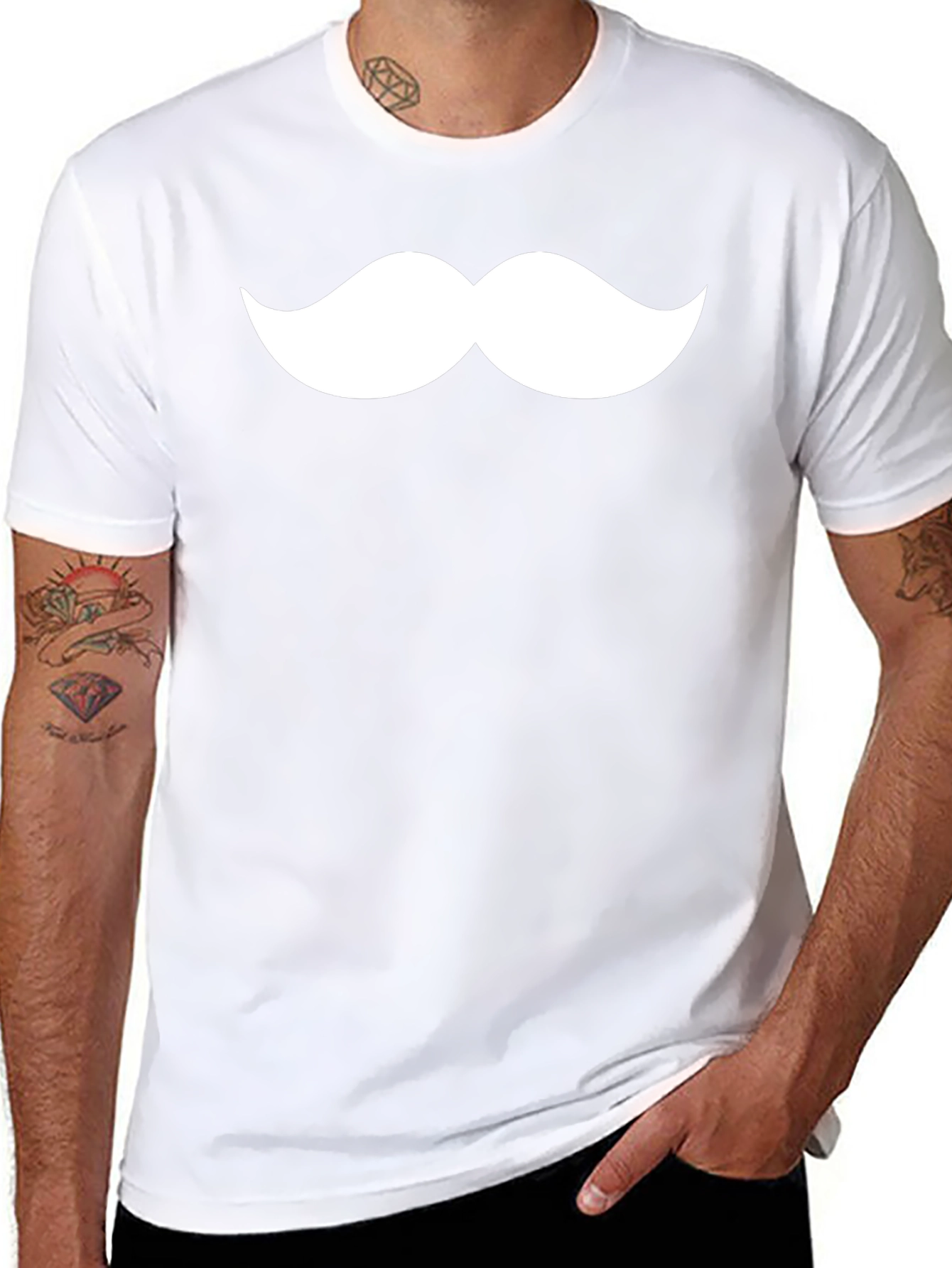Black Mustache Graphic Tee - Classic Fun Design view 8