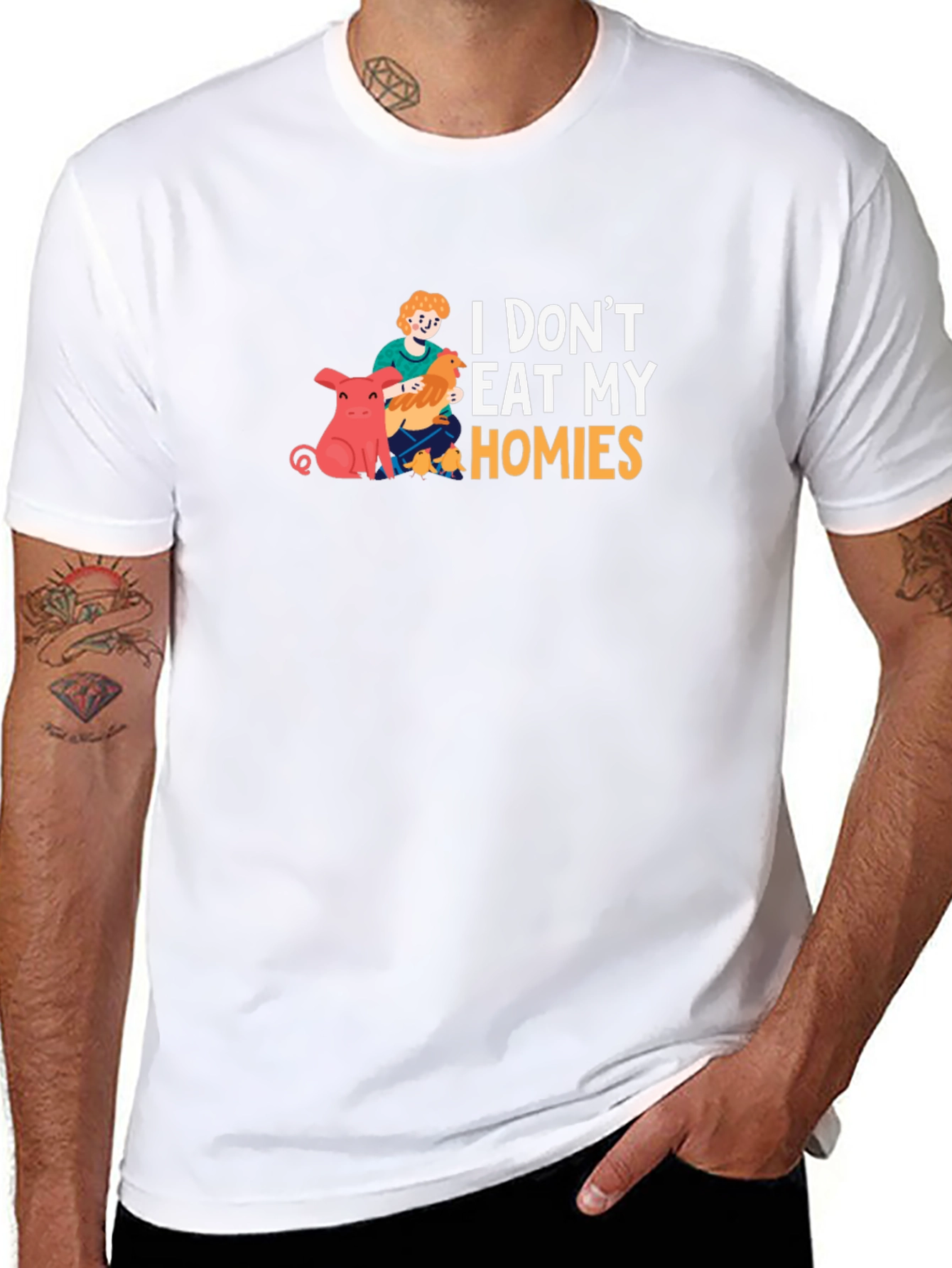 Black Vegan T-Shirt - I Don't Eat My Homies view 8