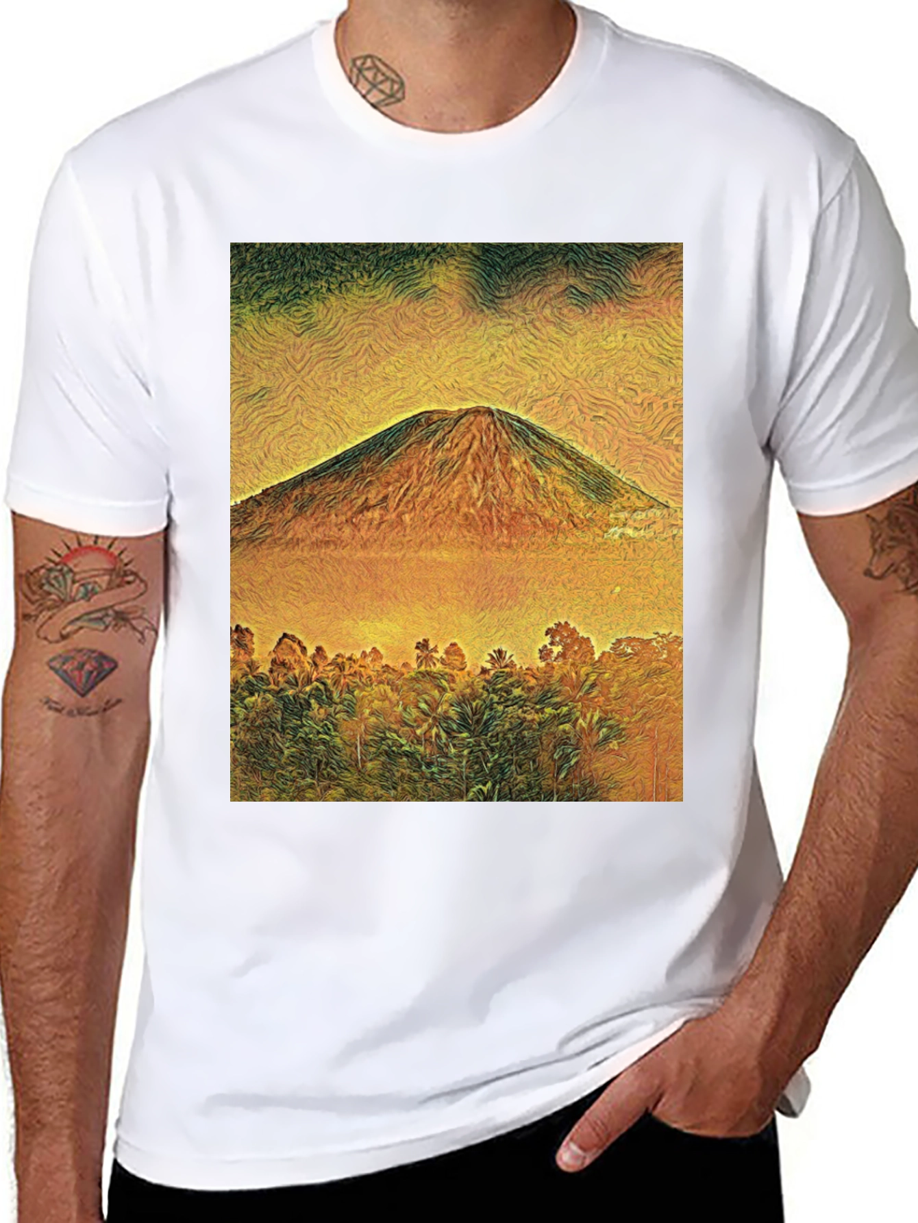 Black Mountain View Graphic Tee - Black Unisex T-Shirt view 8