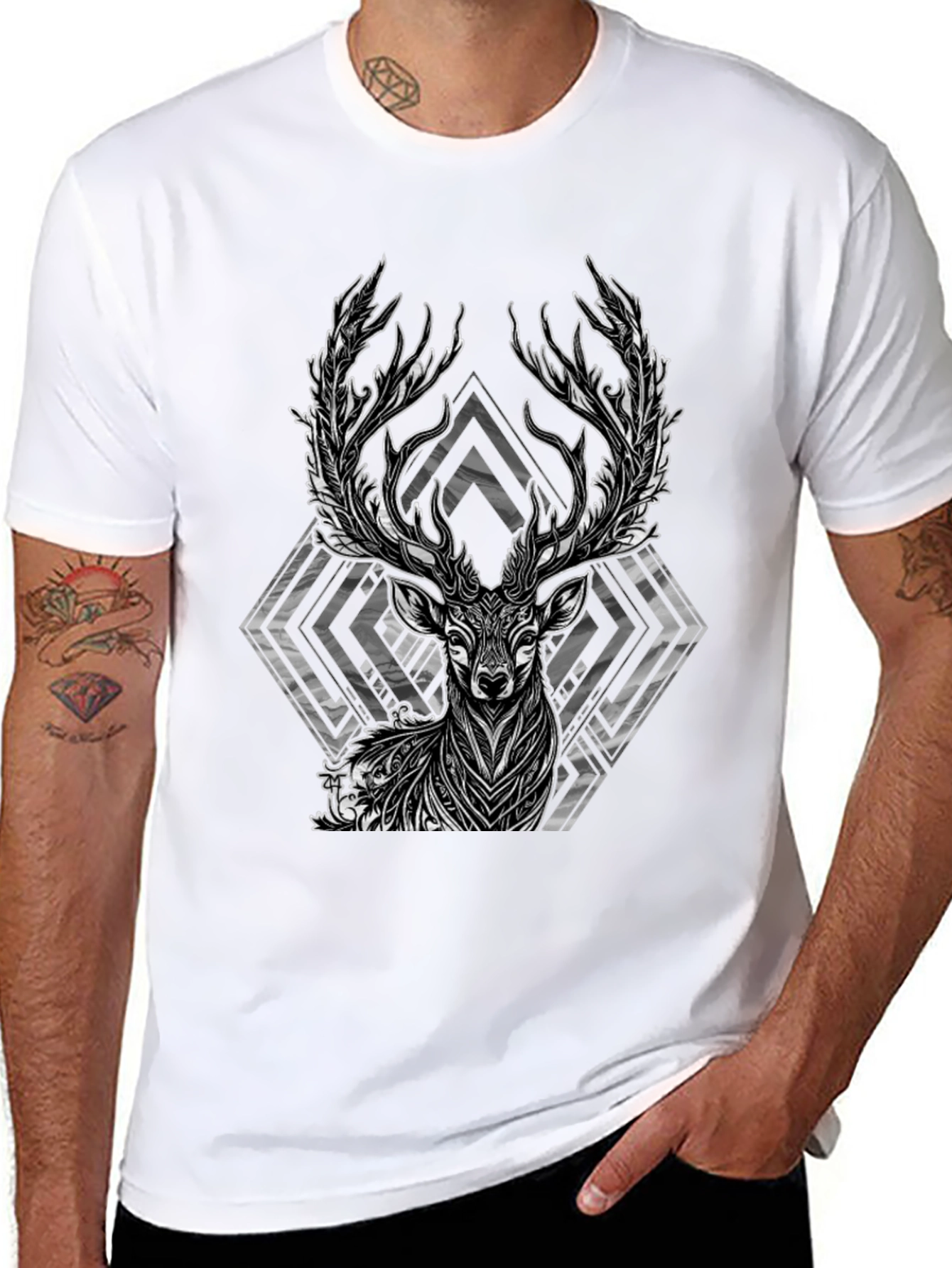 Black Mystic Stag Graphic Tee - Black Cotton Blend view 8