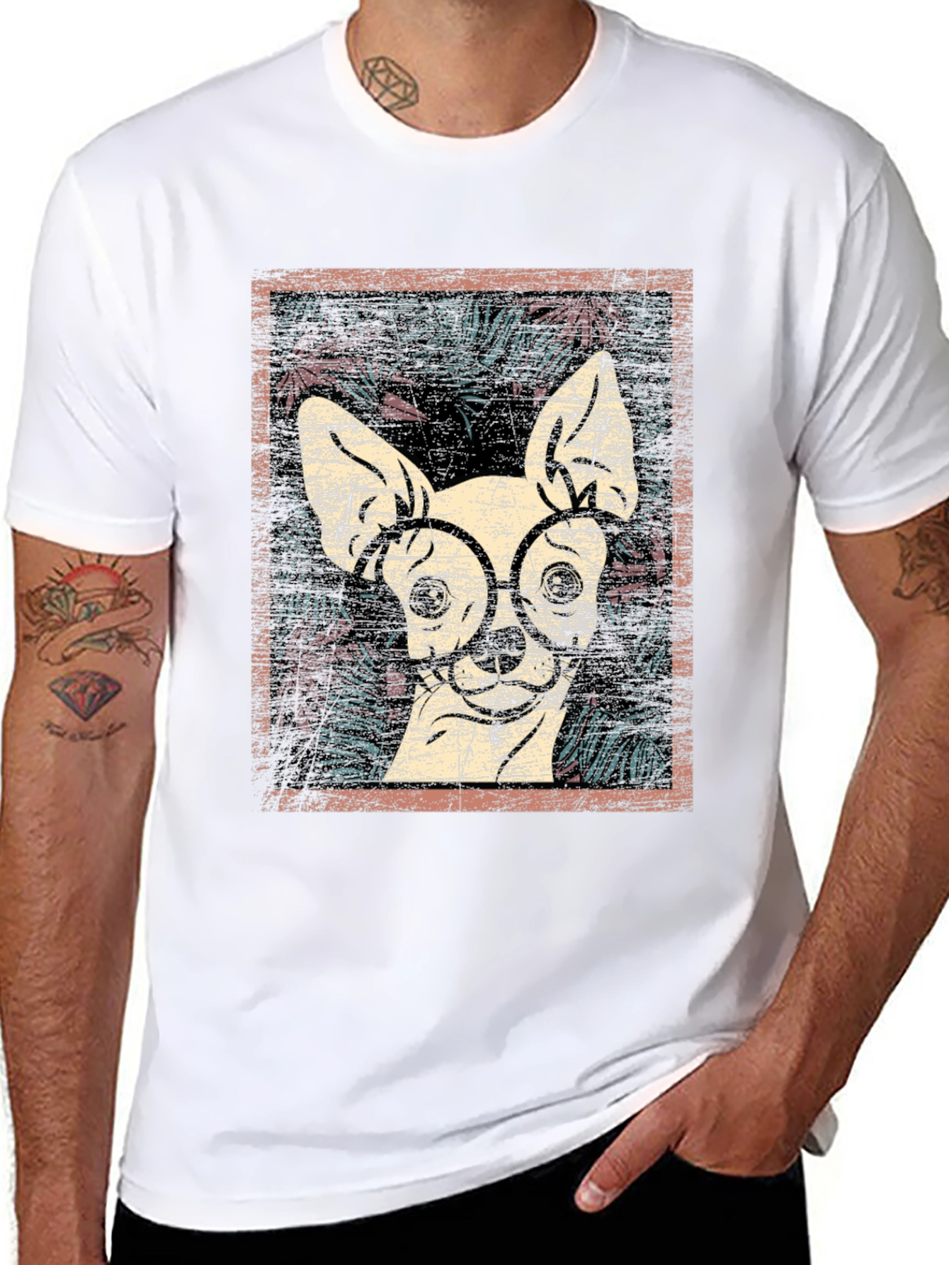Black Dog with Glasses Graphic Print Tee view 8