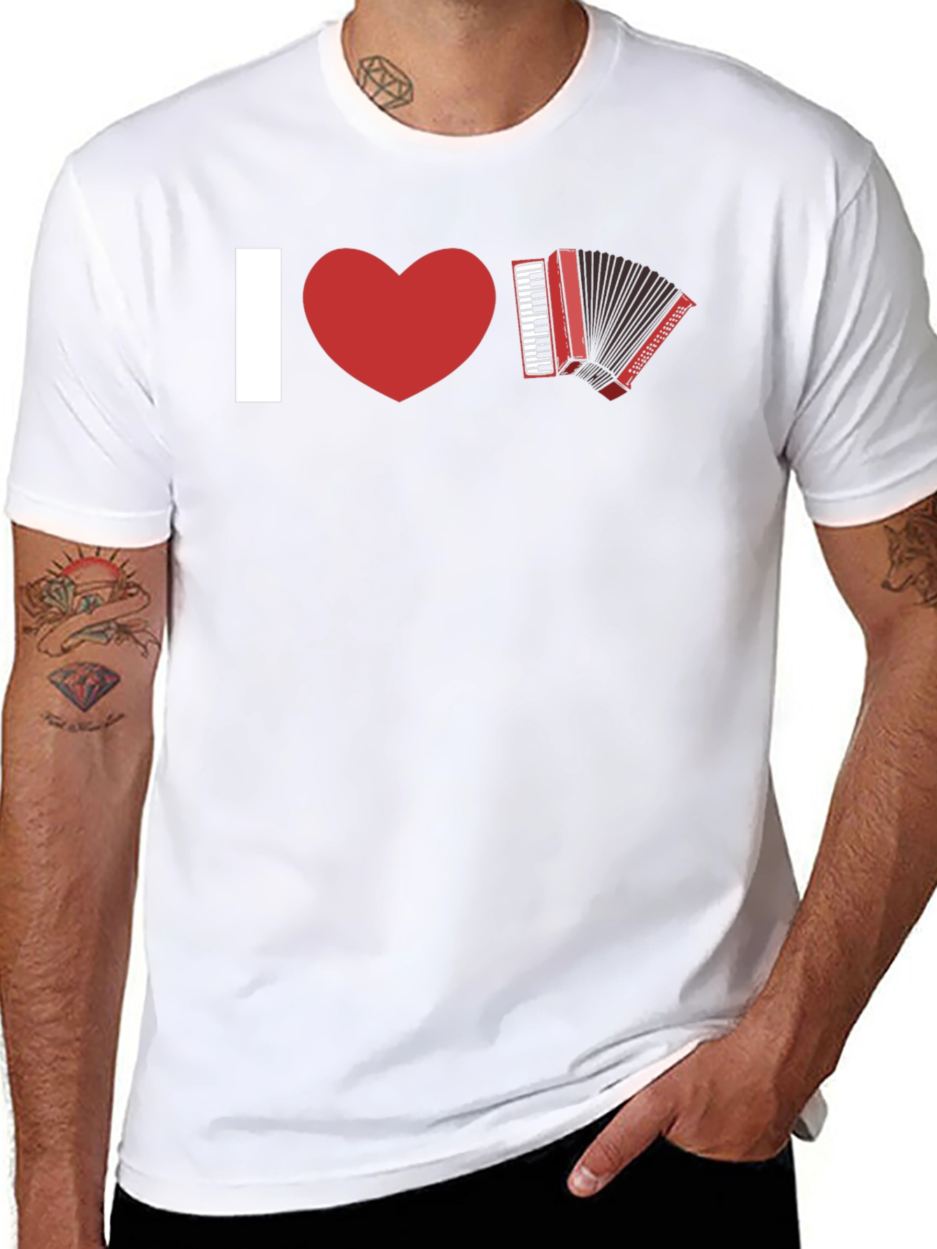 Black I Heart Accordion Tee - Musician's Statement T-Shirt view 8