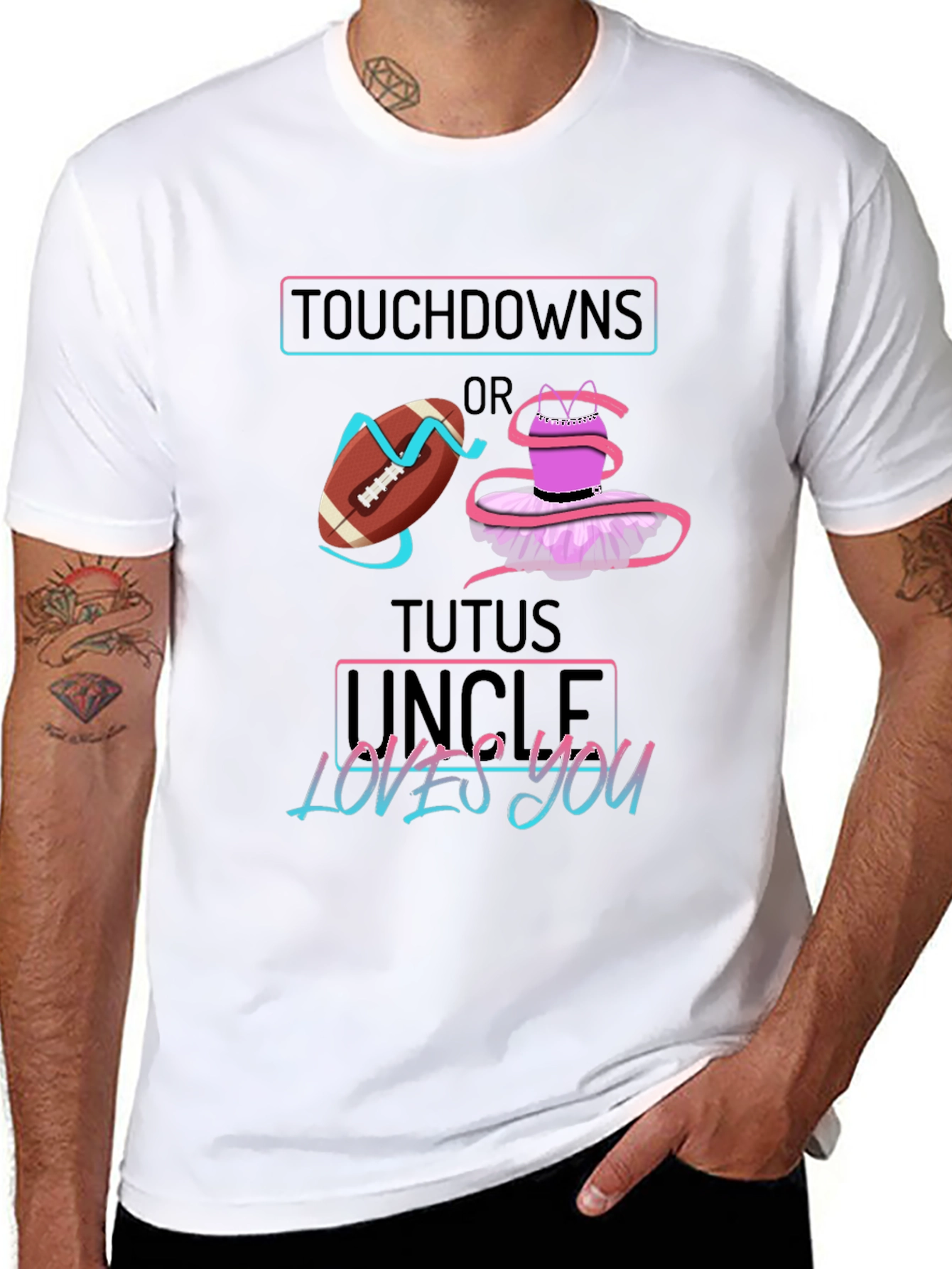 Black Touchdowns or Tutus Uncle Loves You Graphic T-Shirt view 8