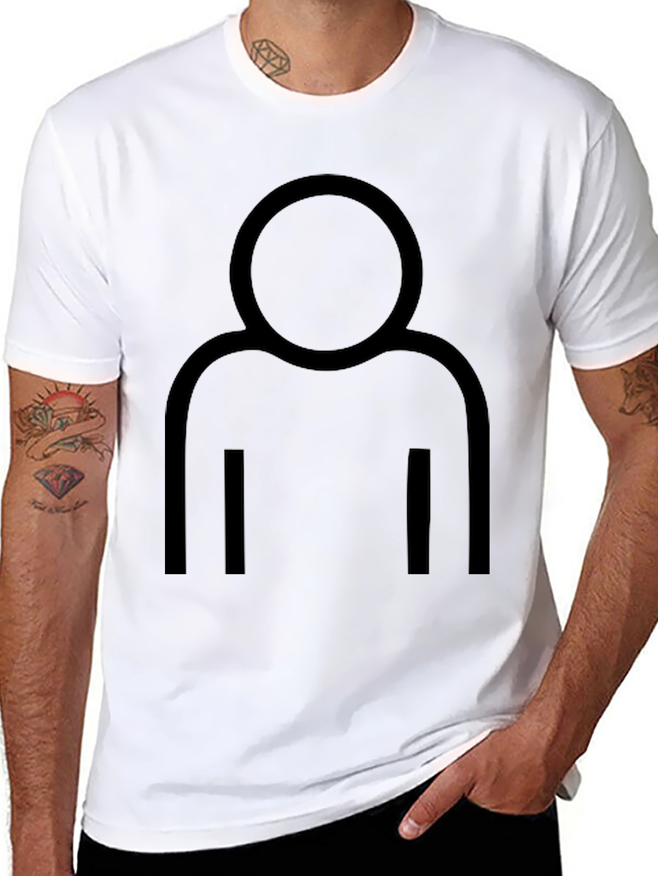 Black Minimalist Person Icon Black T-Shirt view 8