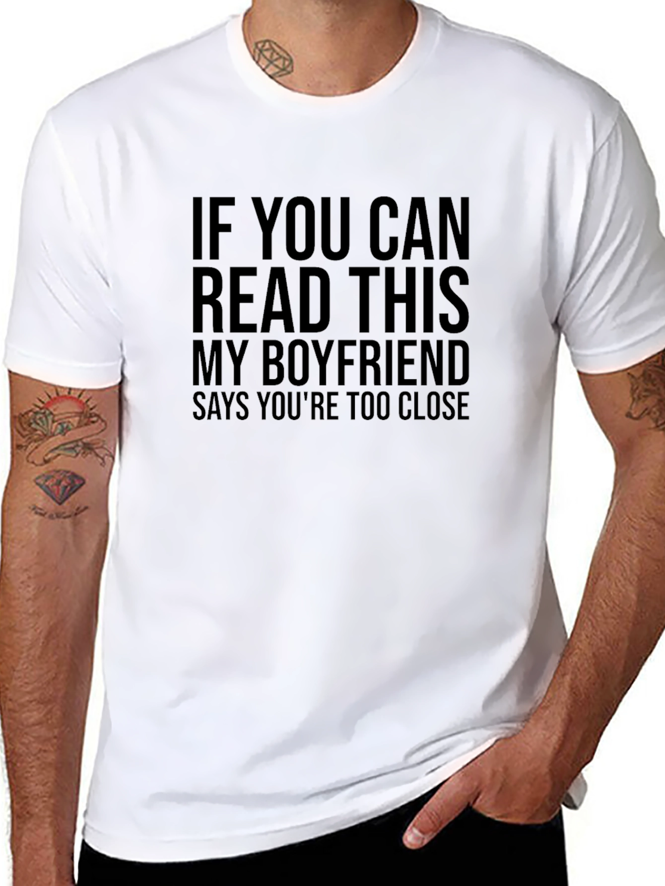 Black Boyfriend Says You're Too Close Graphic Tee view 8