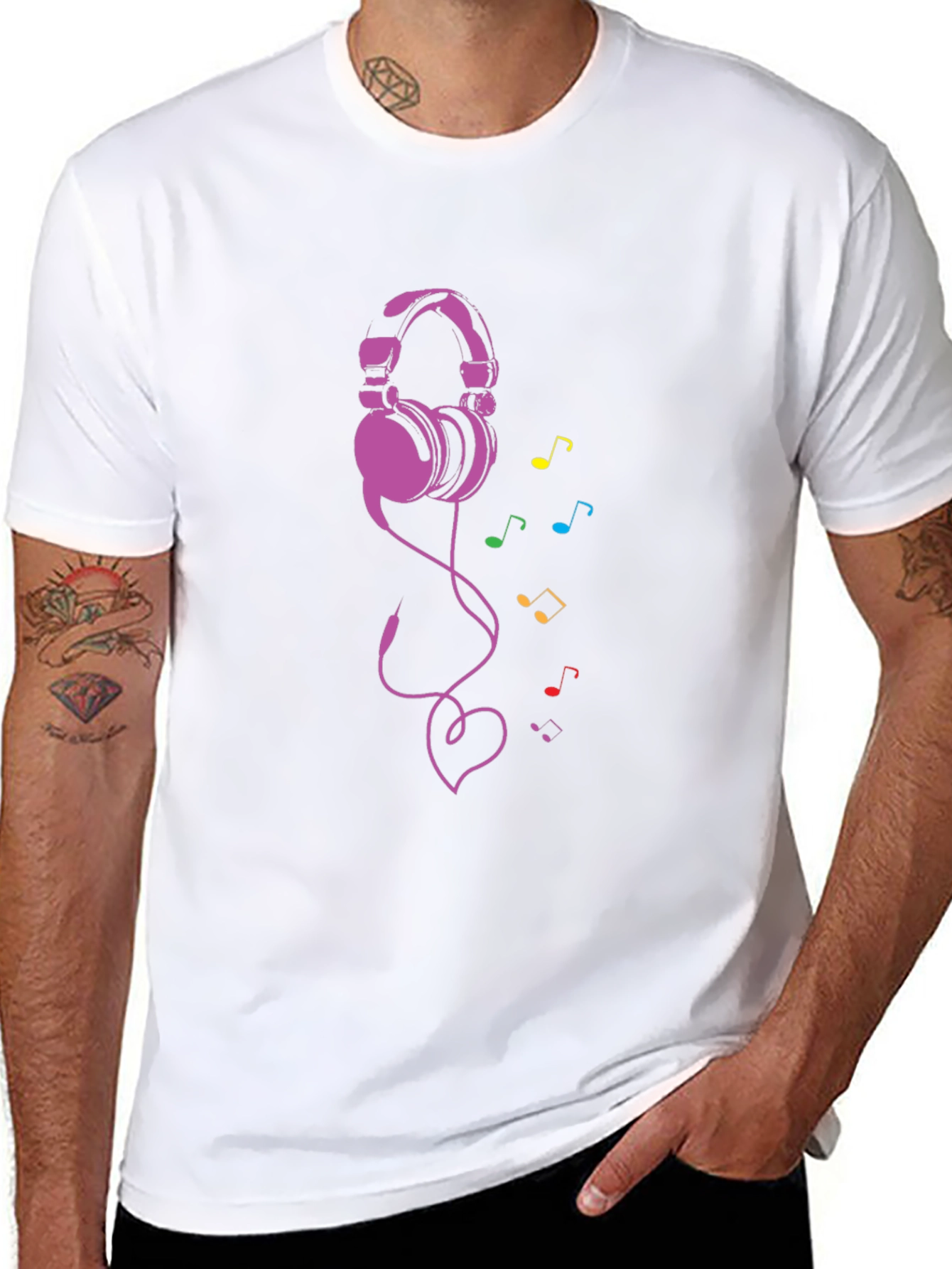 Black Headphones & Music Note Tee view 8