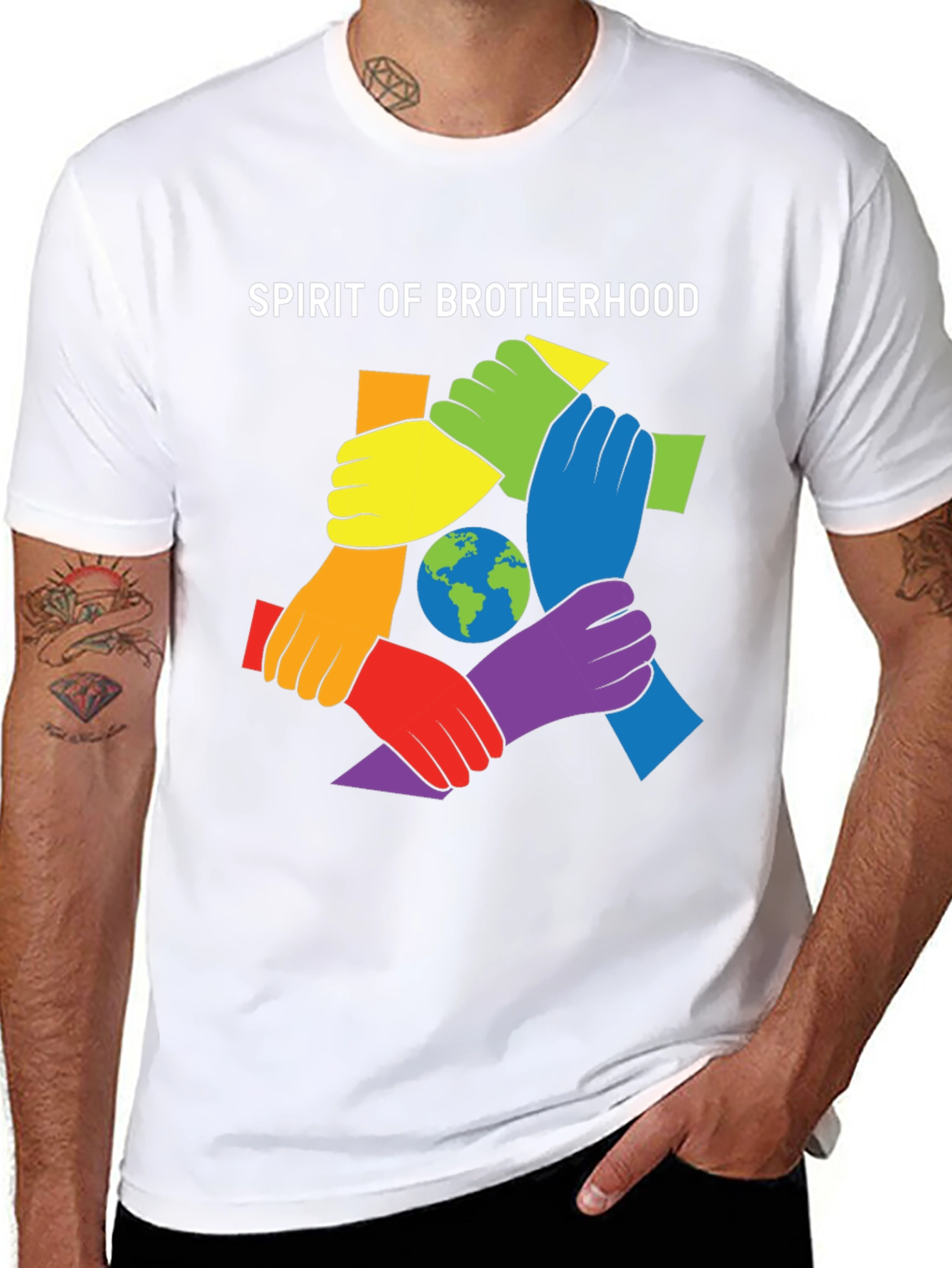 Black Spirit of Brotherhood Graphic T-Shirt view 8