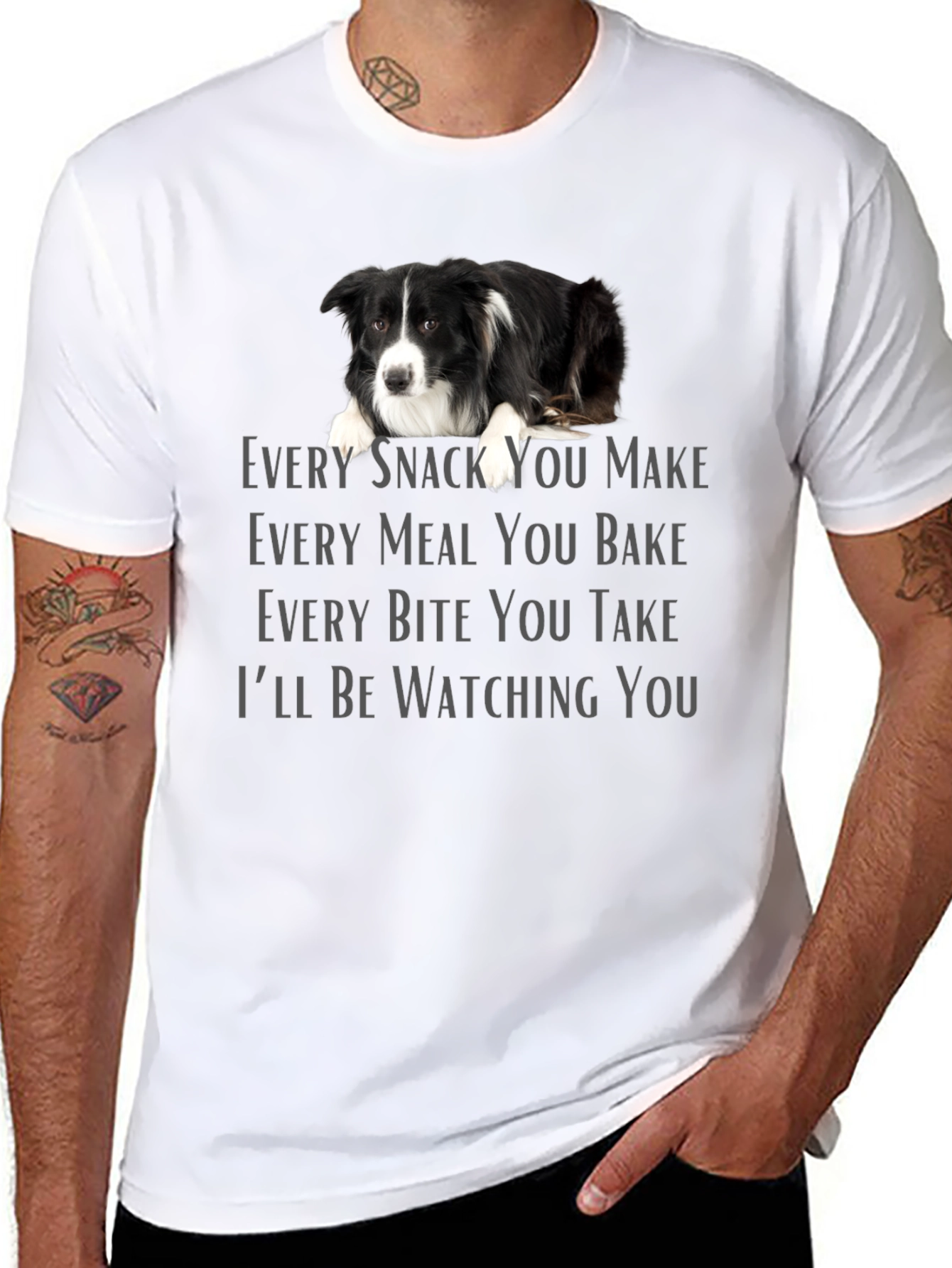 Black Funny Dog Watching You Graphic T-Shirt view 8