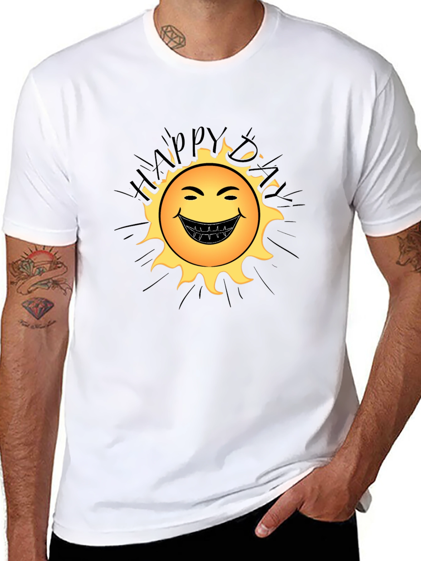 Black Happy Day Sun Graphic Black T-Shirt view 8