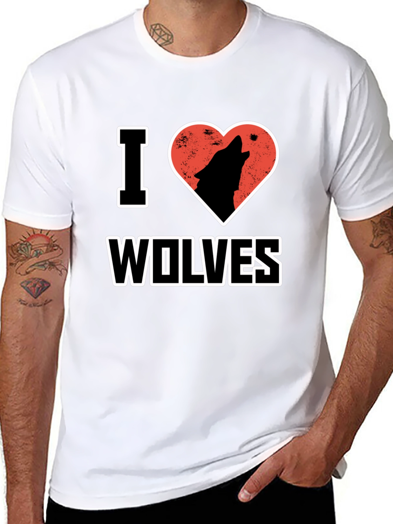 Black I Heart Wolves T-Shirt view 8